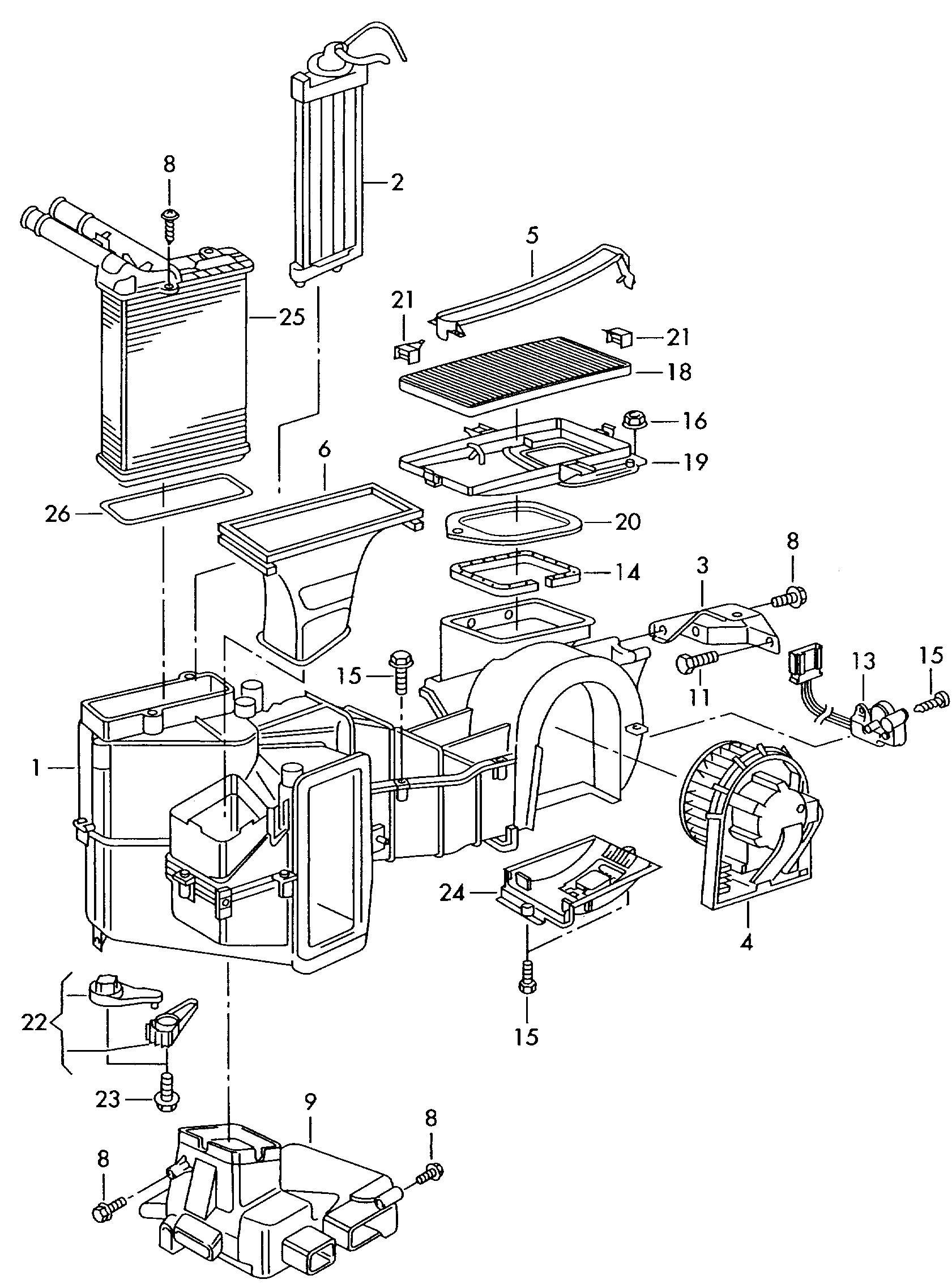 Skoda 8D1 819 030 B - Schimbator caldura, incalzire habitaclu parts5.com