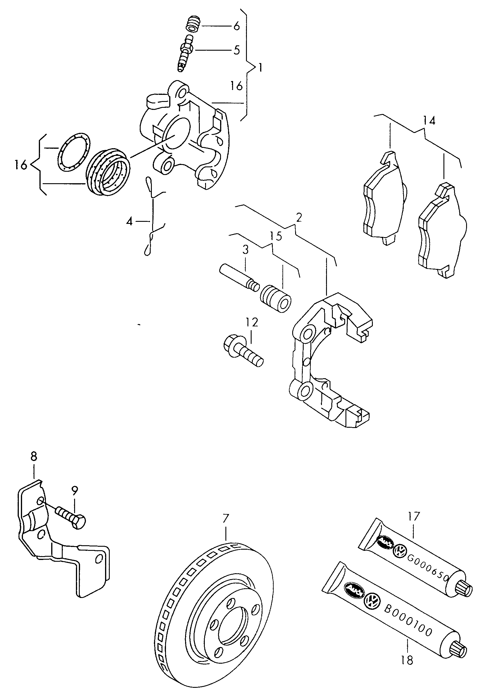 VW 4B0 698 151 AB - Комплект спирачно феродо, дискови спирачки parts5.com