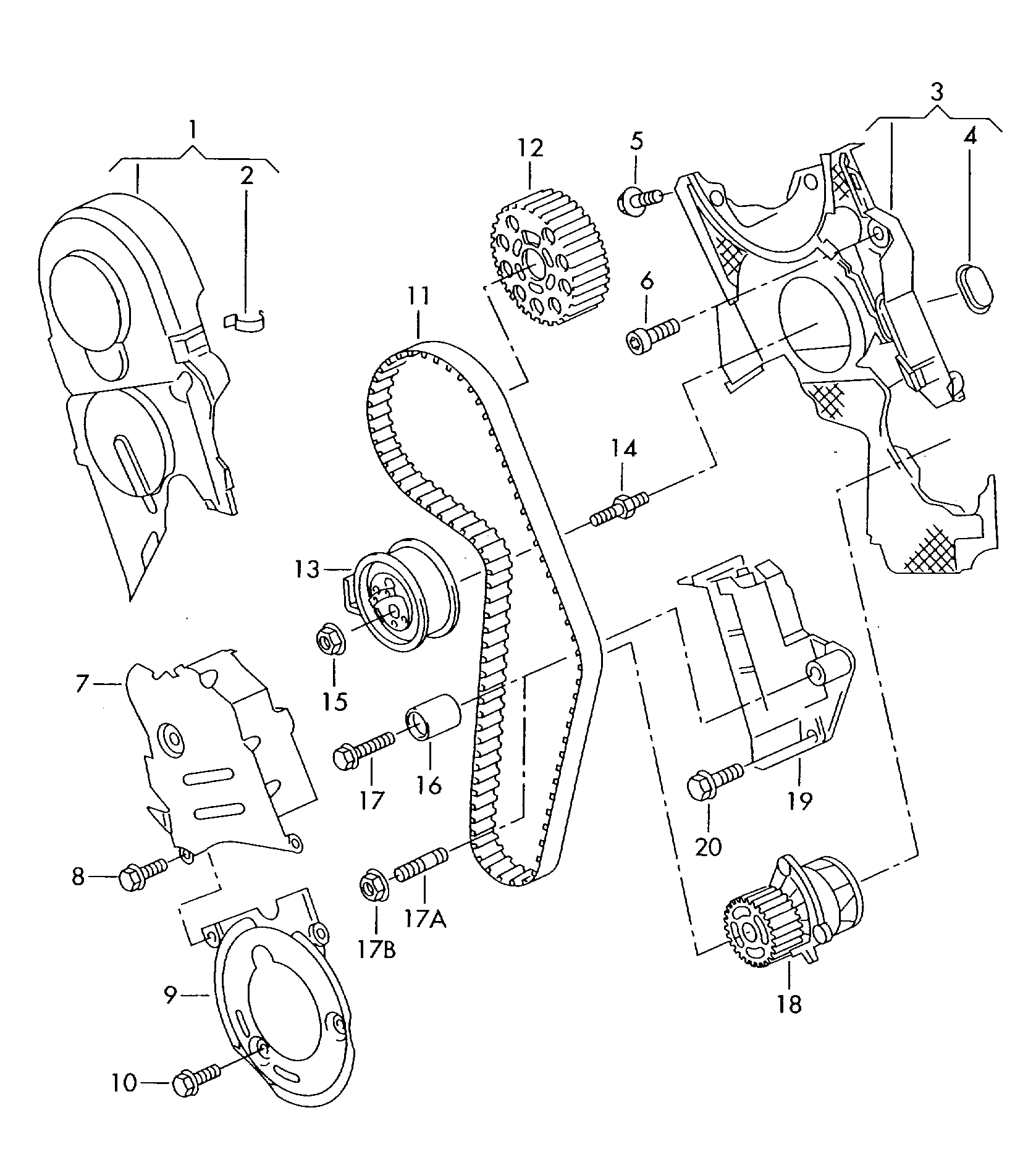 VW 045 109 244 A - Timing Belt Set parts5.com