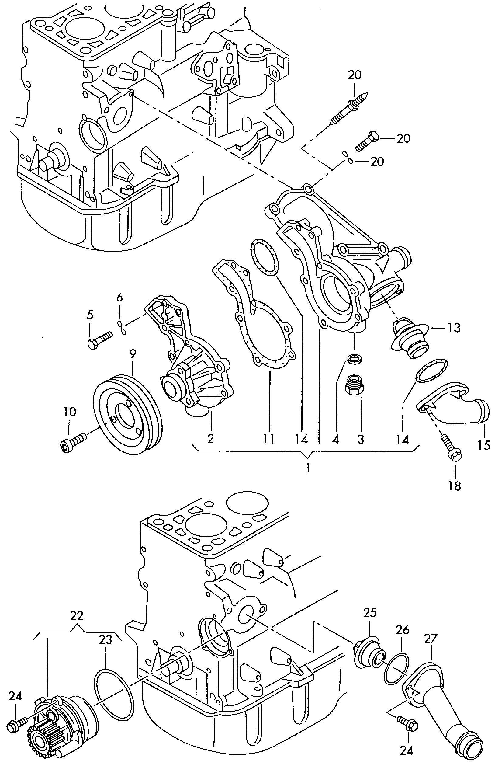 Skoda 026 121 005 L - Αντλία νερού parts5.com