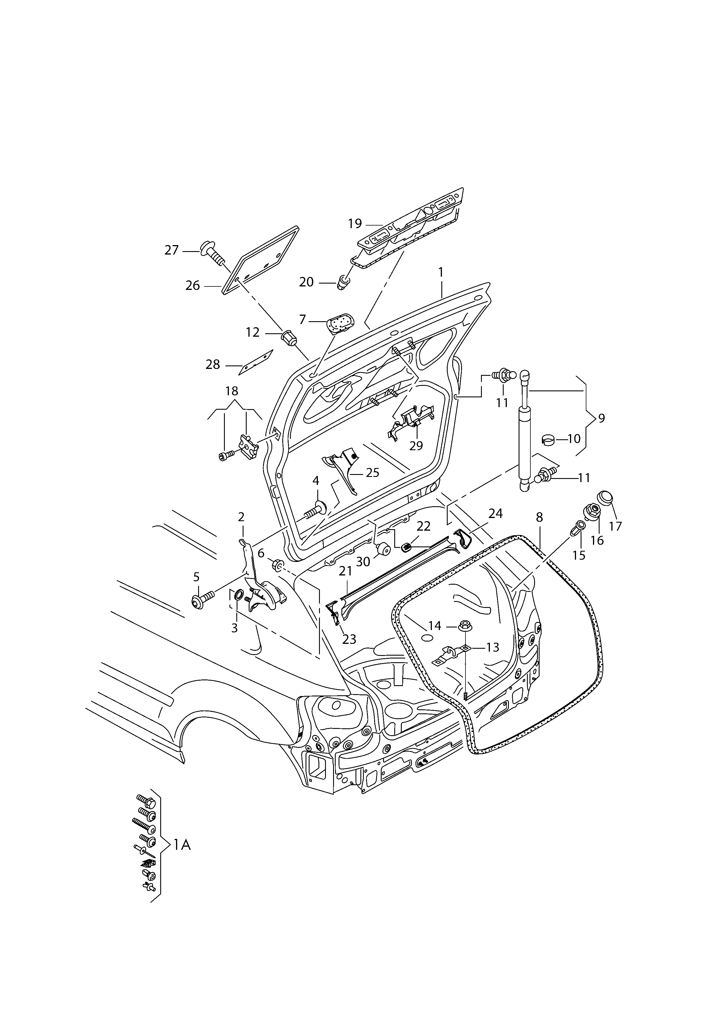 AUDI 8P3 827 552 B - Muelle neumático, maletero / compartimento de carga parts5.com