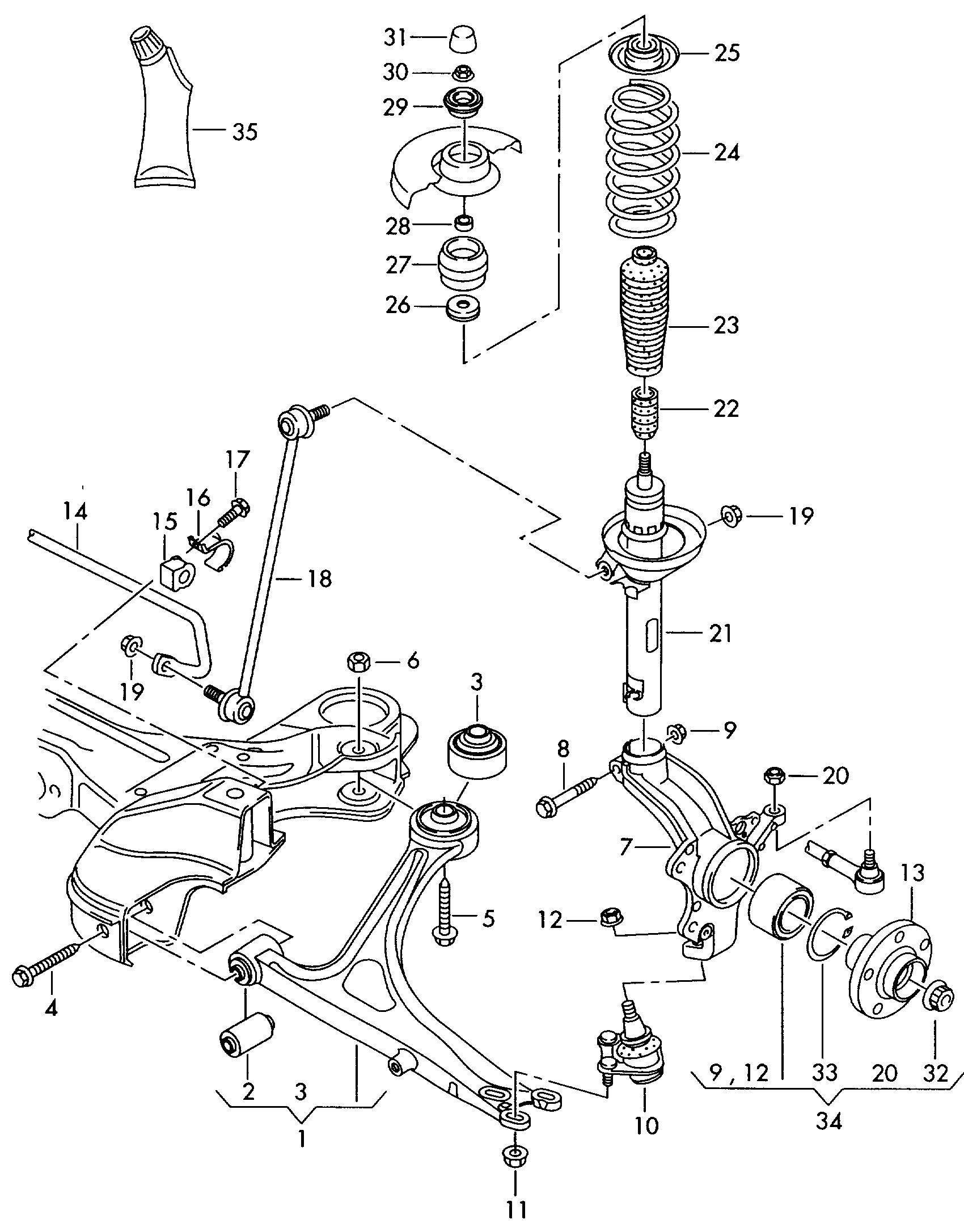 VW (FAW) 1J0 407 181 - Suspension, bras de liaison parts5.com