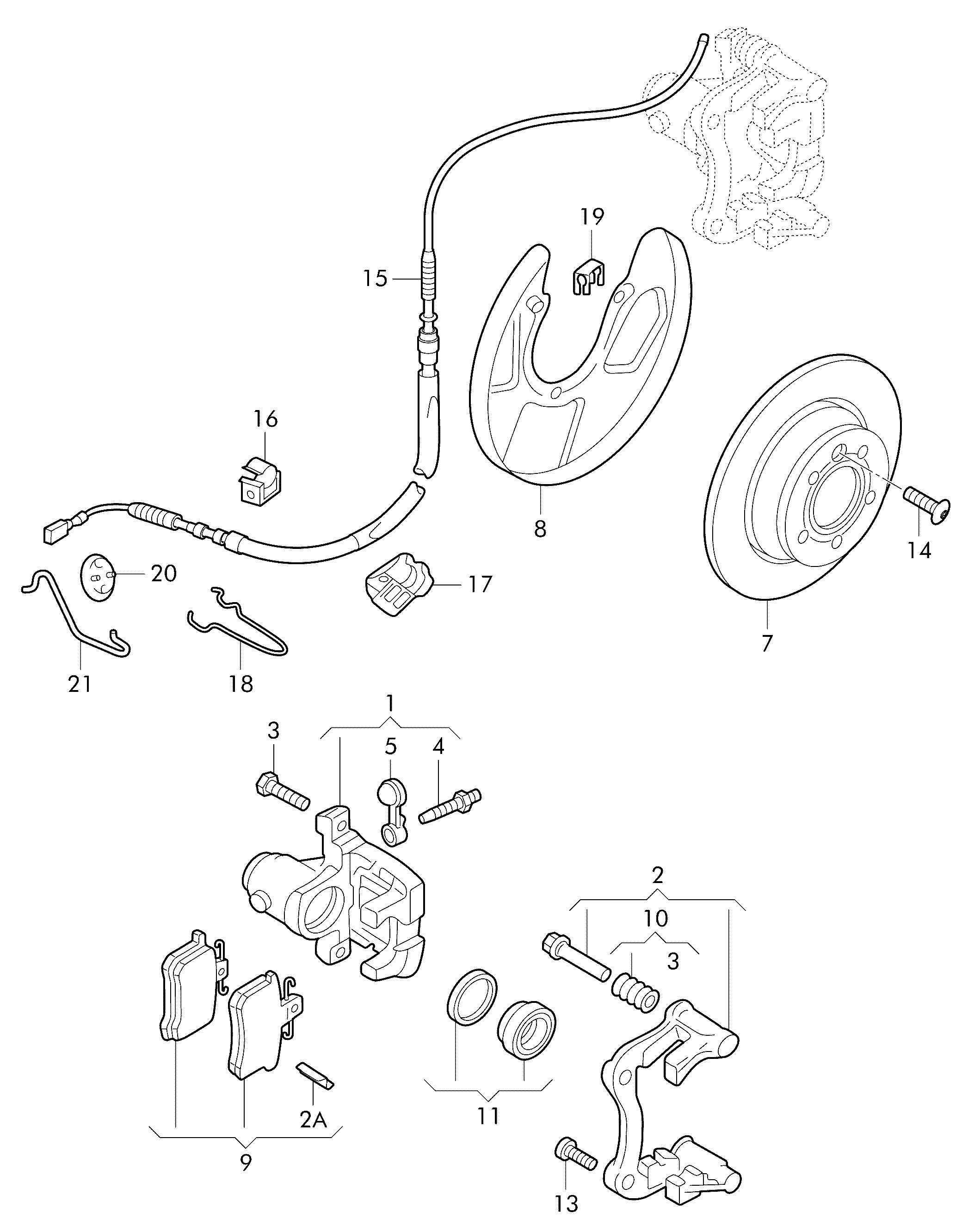 Skoda 8E0698470 - Komplet vodilnih tulk, sedlo zavore parts5.com