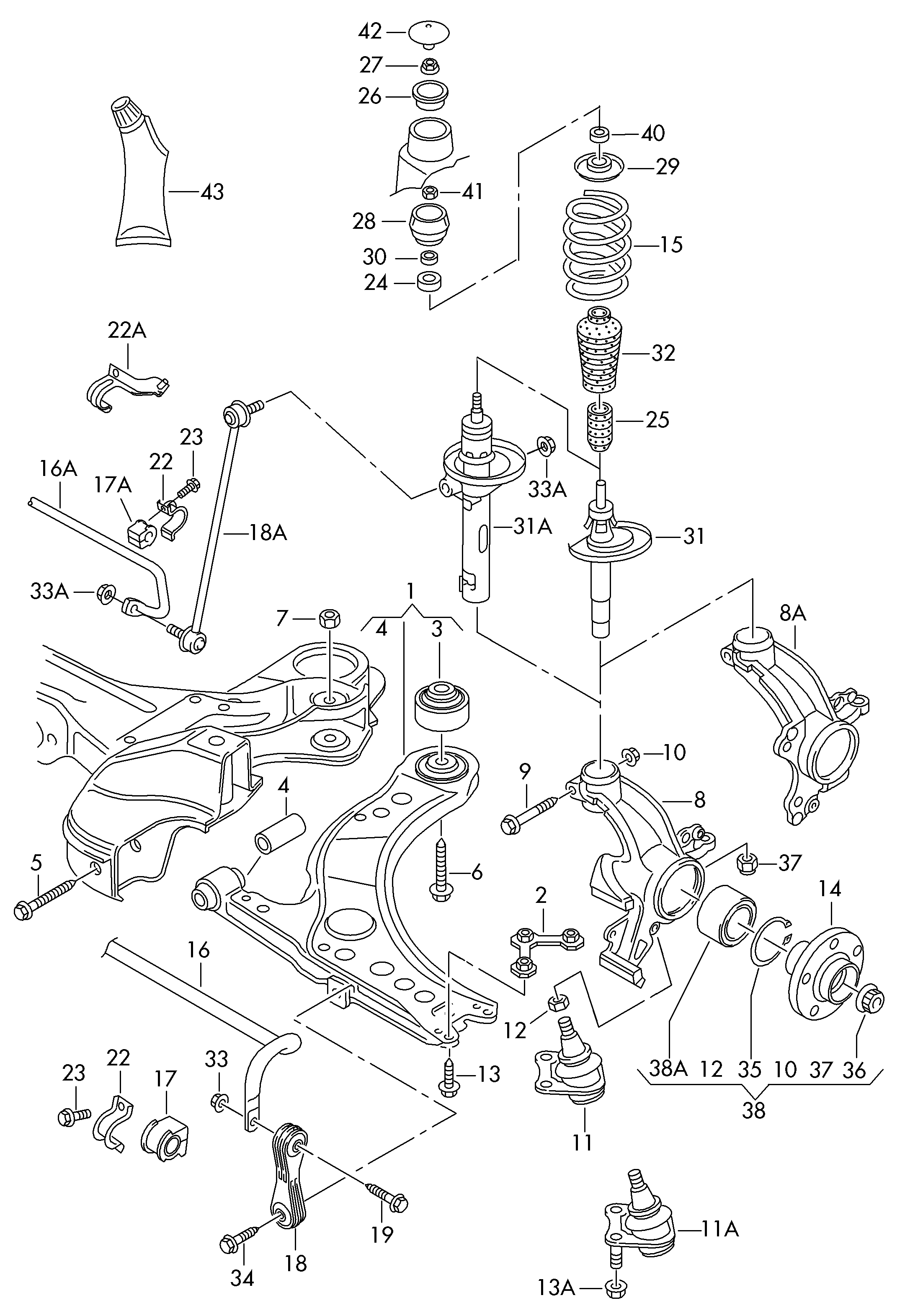 AUDI 1J0 411 315 D - Tyč / vzpěra, stabilizátor parts5.com