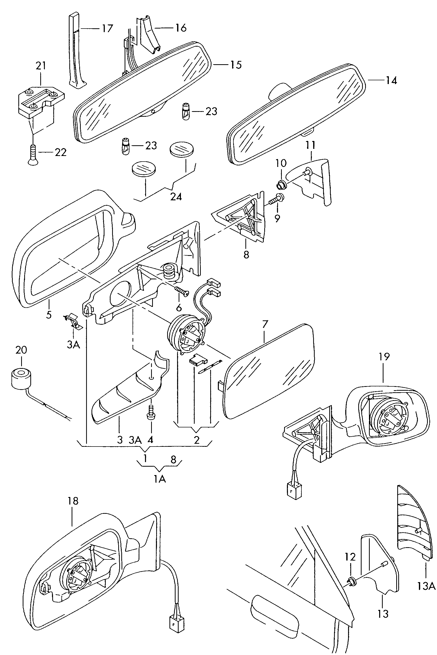 AUDI 8D0857535AJ - Sticla oglinda, oglinda retrovizoare exterioara parts5.com