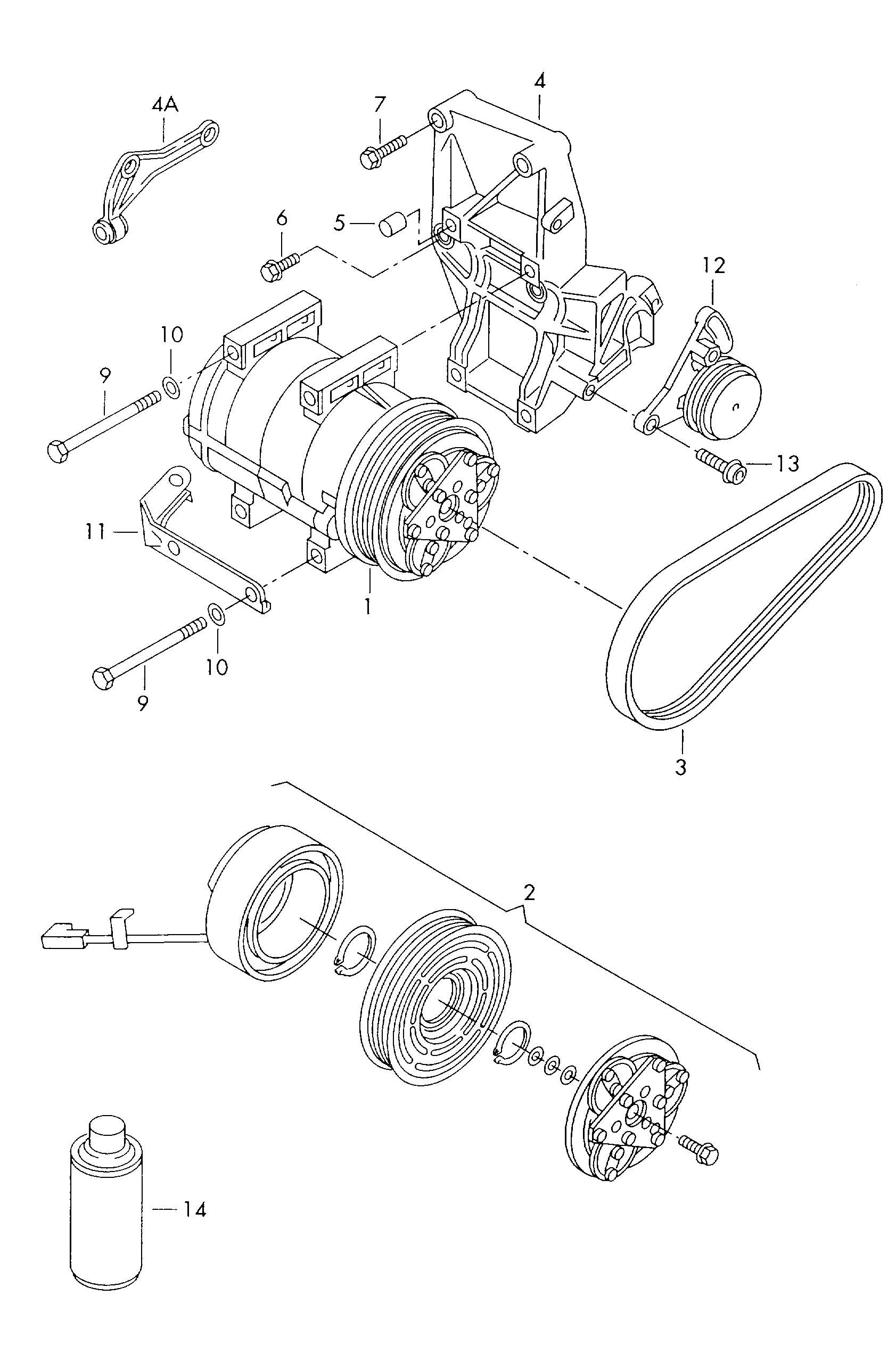 VW 8D0260805F - A/C compressor with electro-magnetic coupling parts5.com