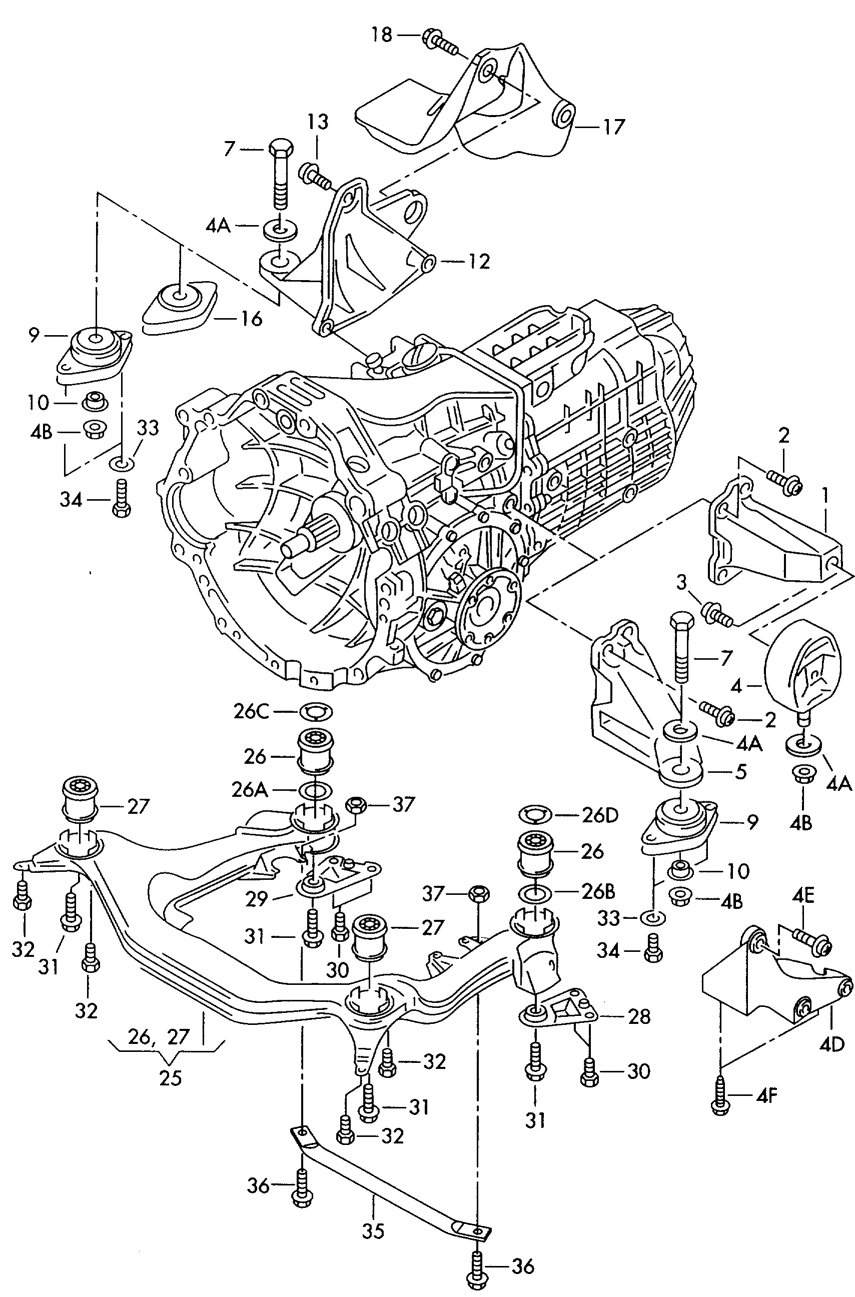 Seat 8D0 399 151 H - Suport, transmisie manuala parts5.com