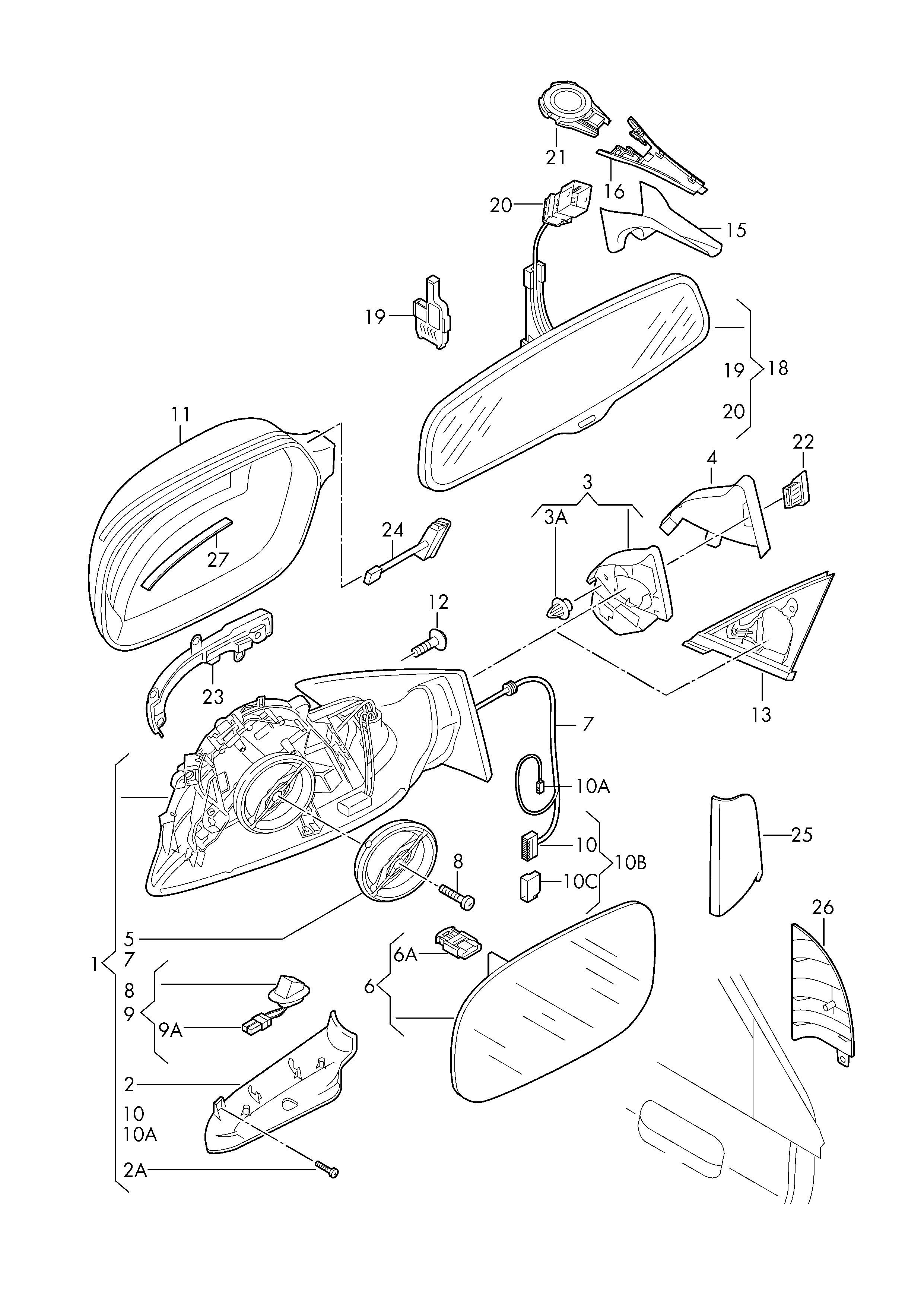 AUDI 4F0857535AF - Mirror Glass, outside mirror parts5.com