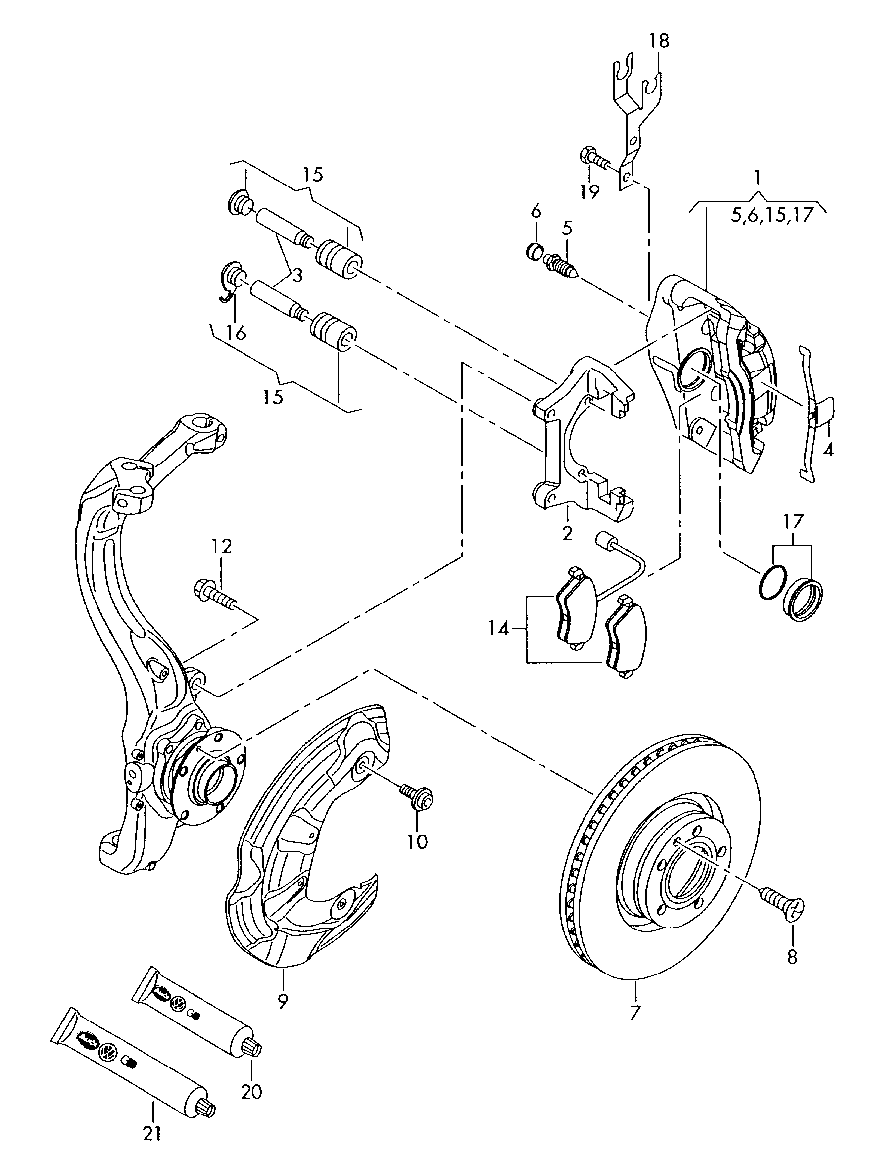 VW 8E0 698 151 G - Komplet zavornih oblog, ploscne (kolutne) zavore parts5.com