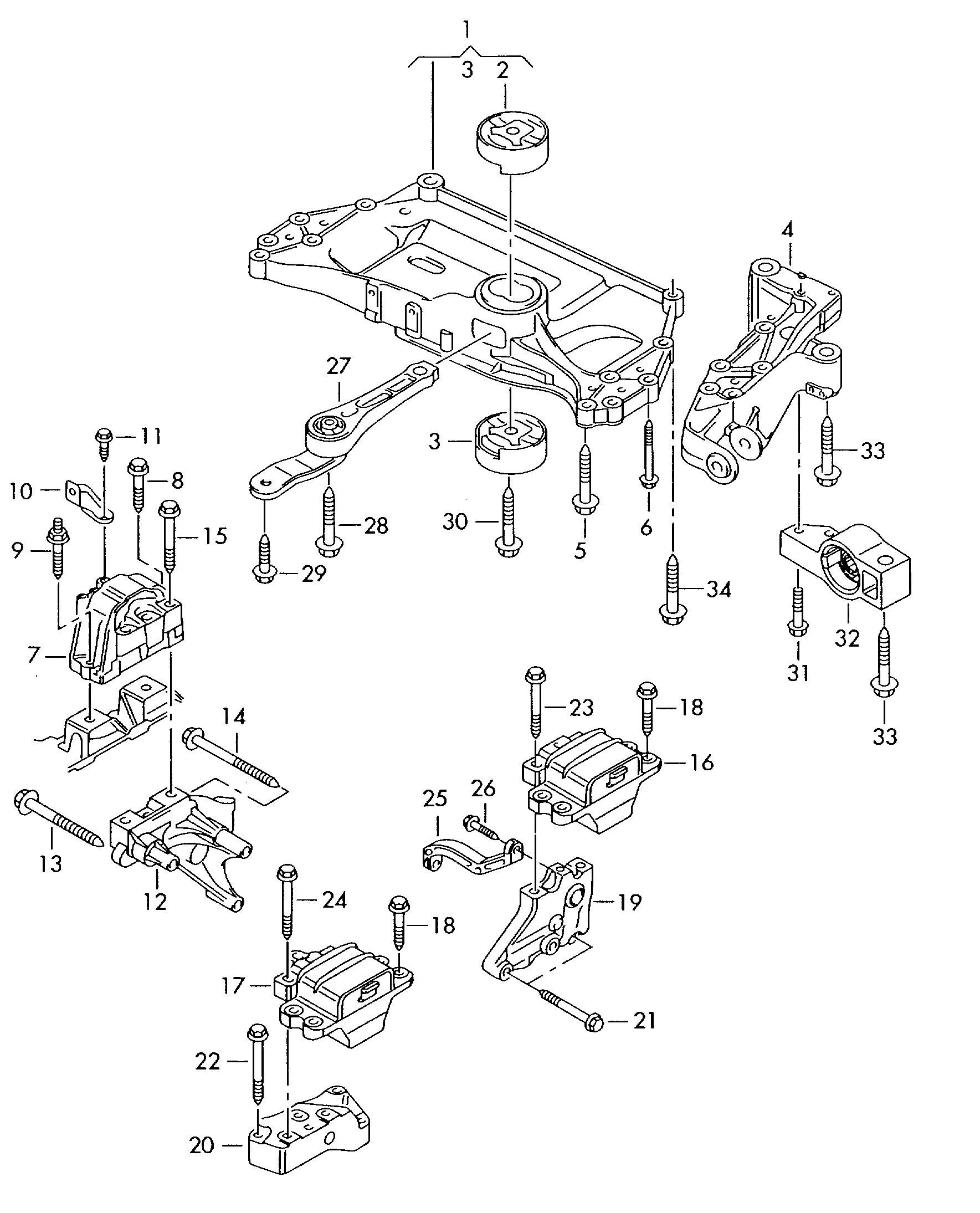 VW 1K0199867Q - Mounting, manual transmission parts5.com