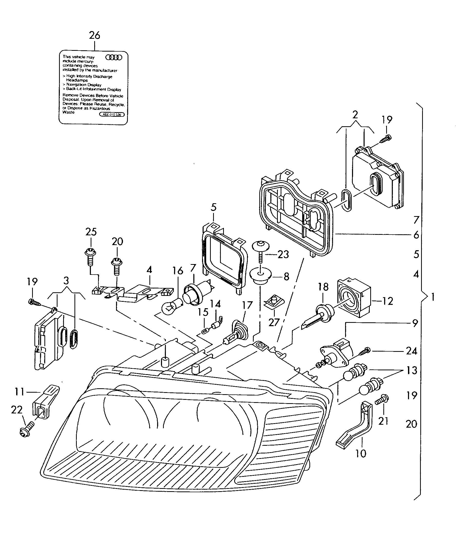 VW 4E0 907 476 - Upravljački uređaj, osvjetljenje parts5.com