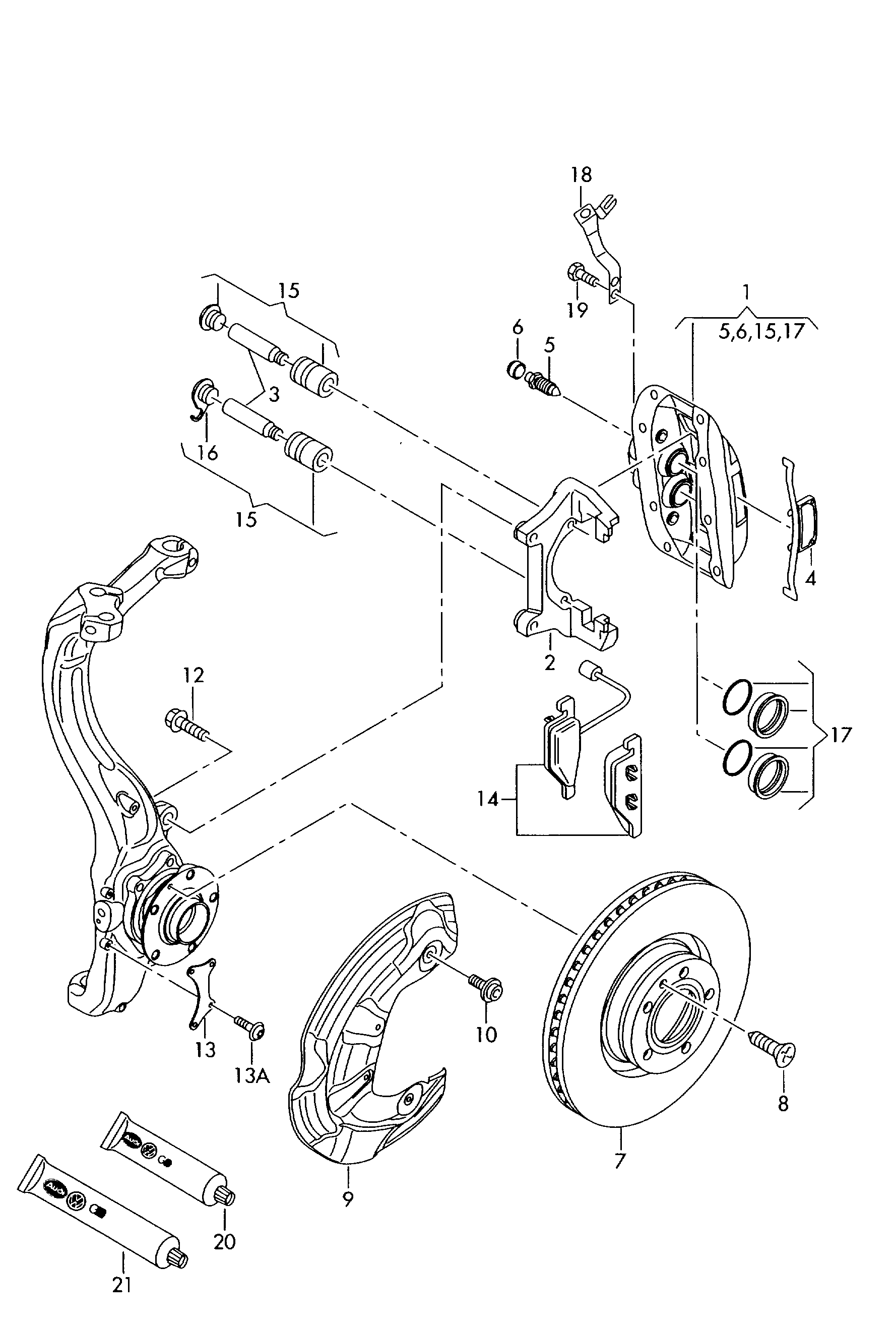 VAG 4E0698647 - Set bucsi de ghidaj, etrier frana parts5.com