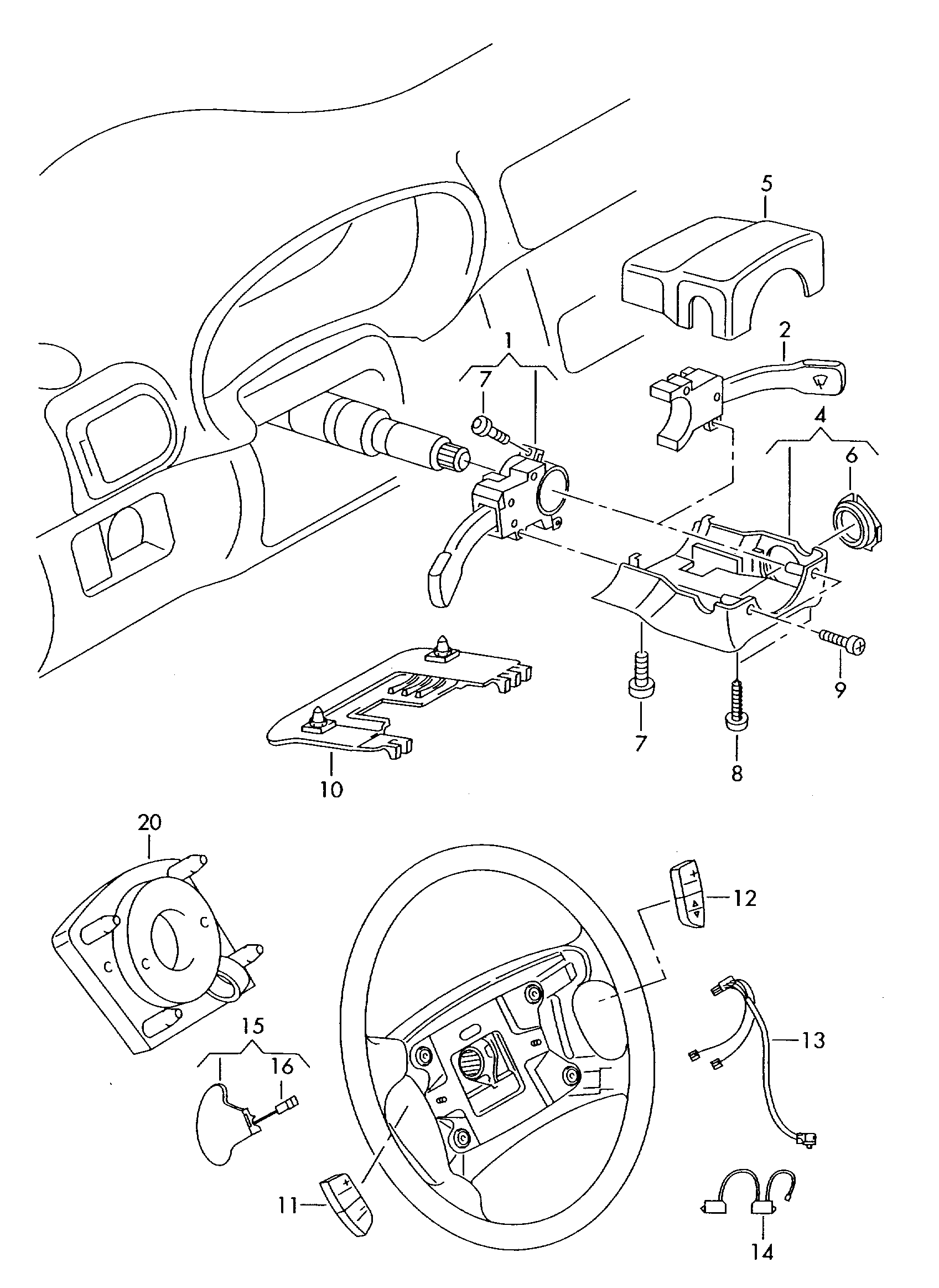 Seat 4B0 953 503 E - Przełącznik kolumny kierowniczej parts5.com