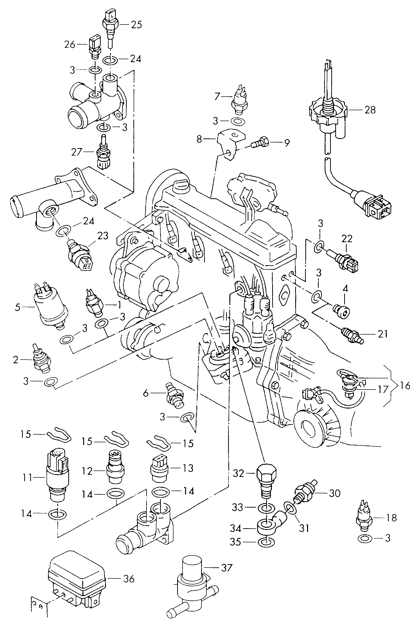 Skoda 025 906 041 A - Sensor, Kühlmitteltemperatur parts5.com