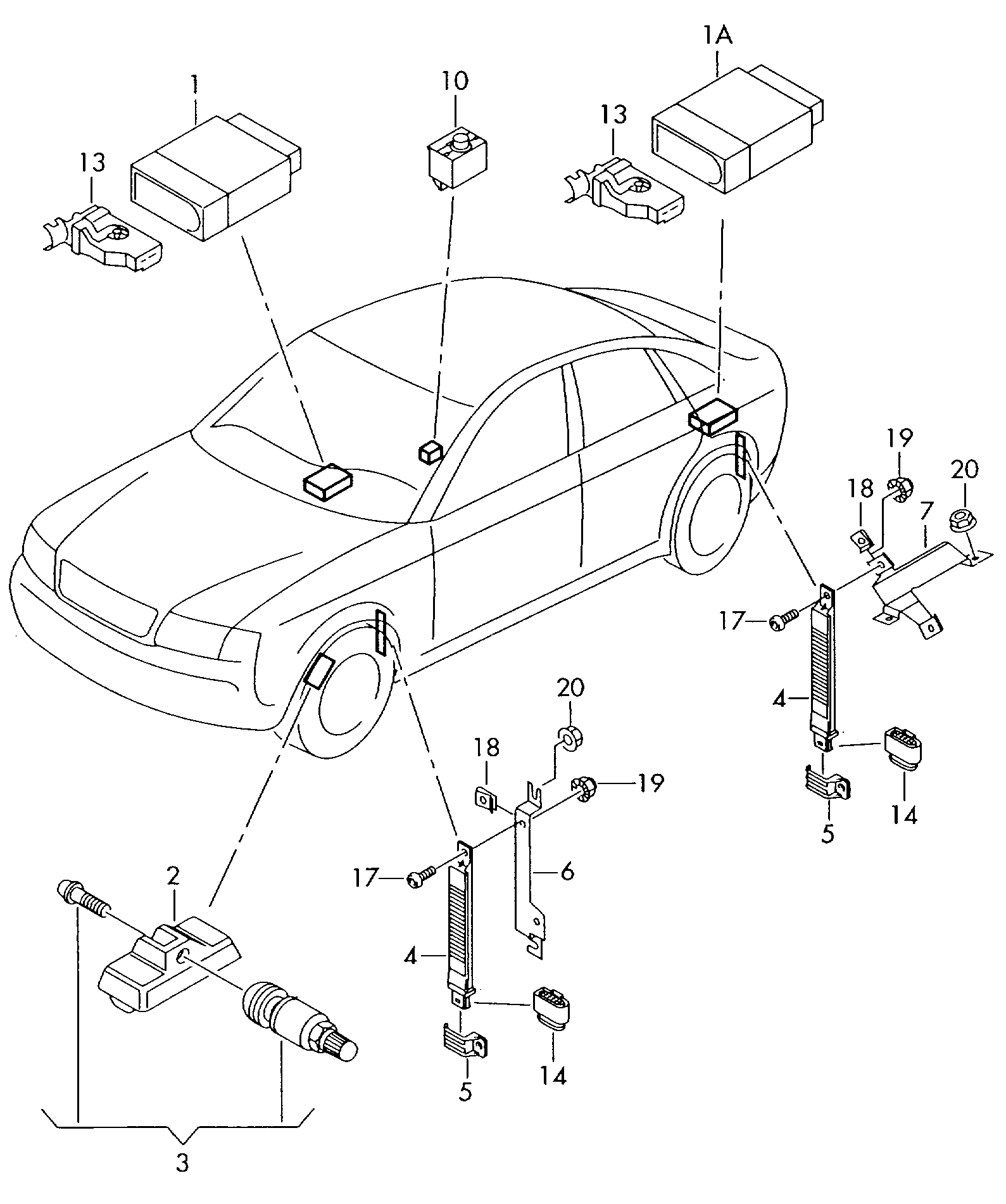 Skoda 4D0907275 - Tekerlek sensörü, lastik basıncı kontrol sistemi parts5.com