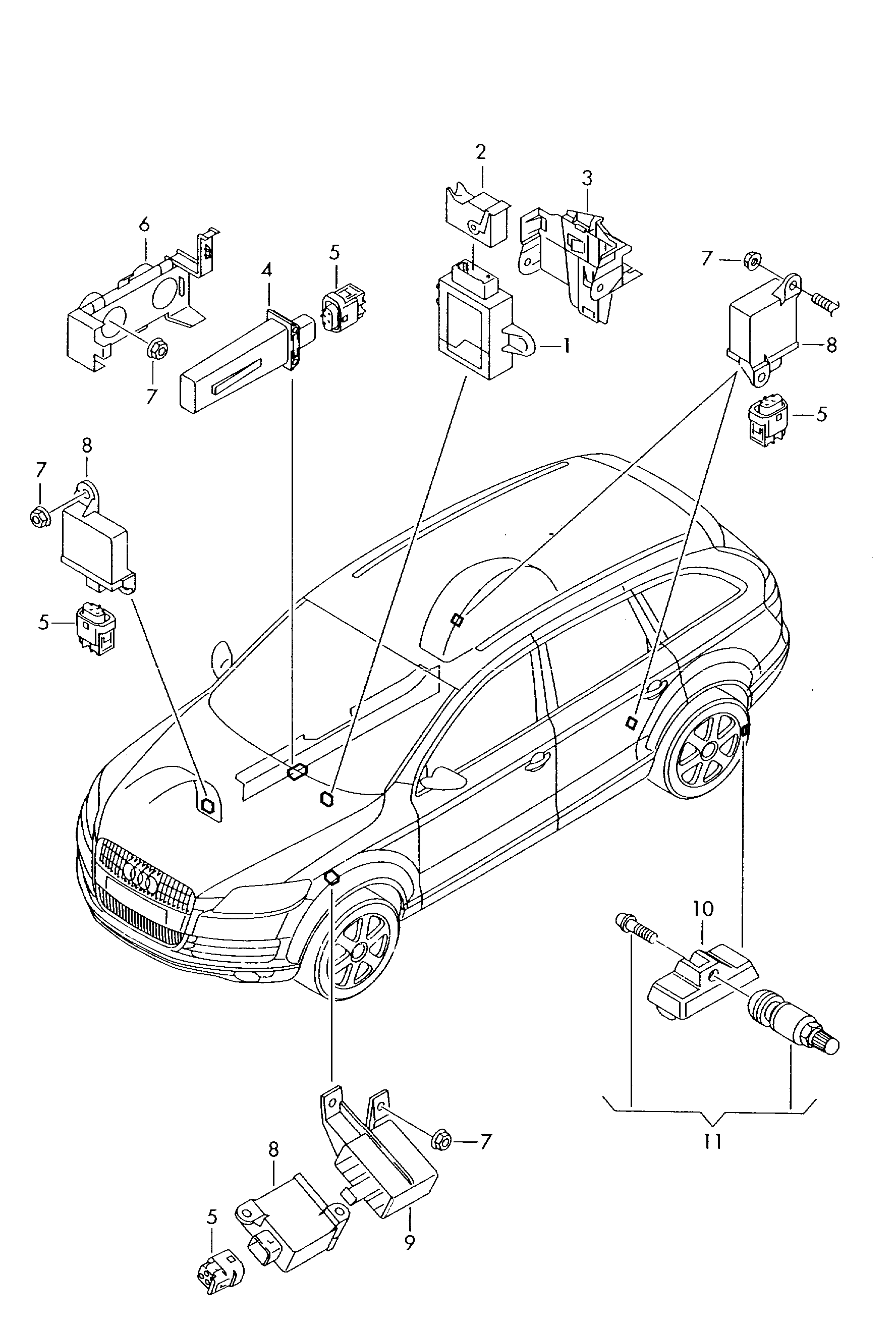 Bentley 7PP907275F - Wheel Sensor, tyre pressure control system parts5.com