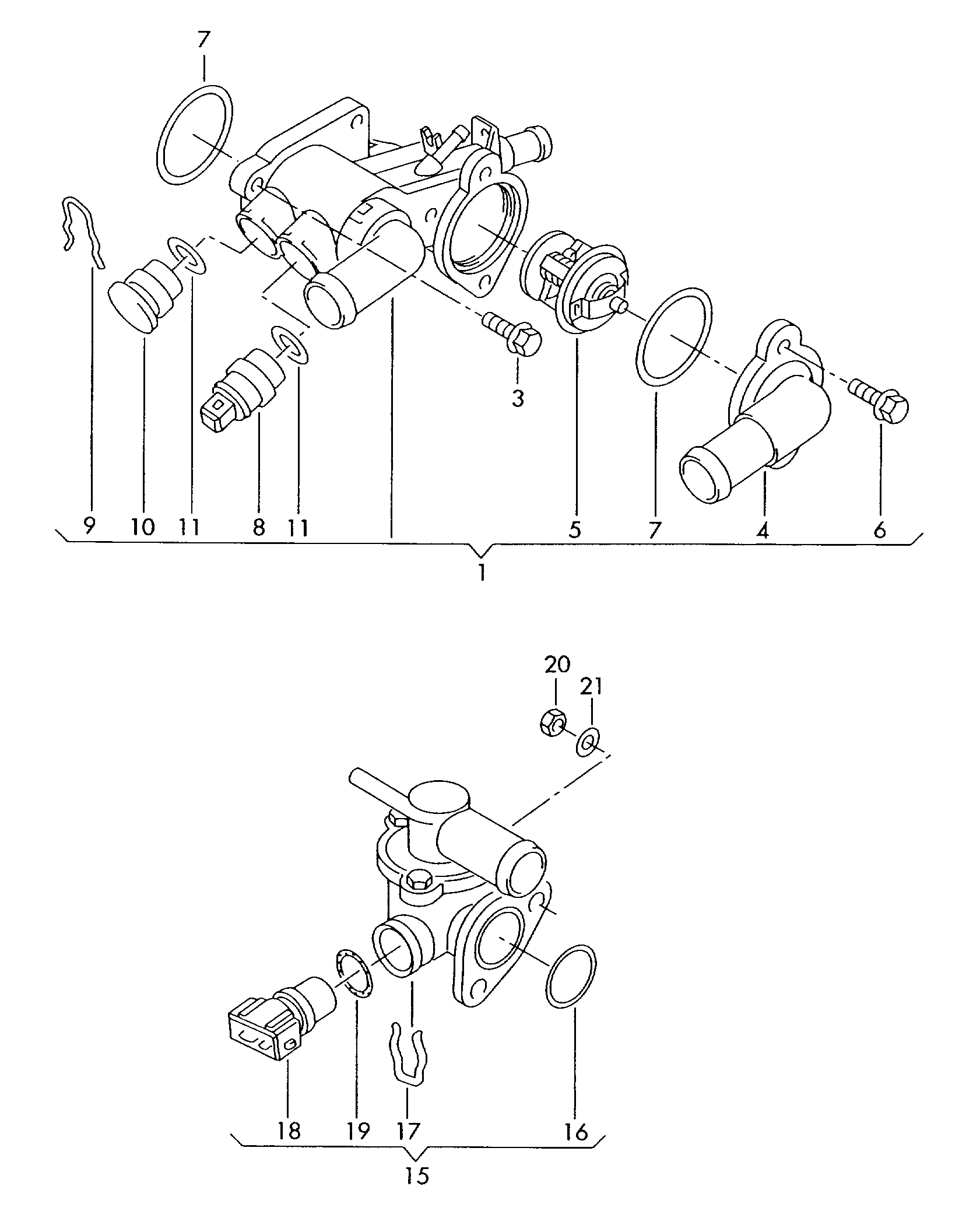 Seat 032 121 111 AM - Coolant regulator housing parts5.com