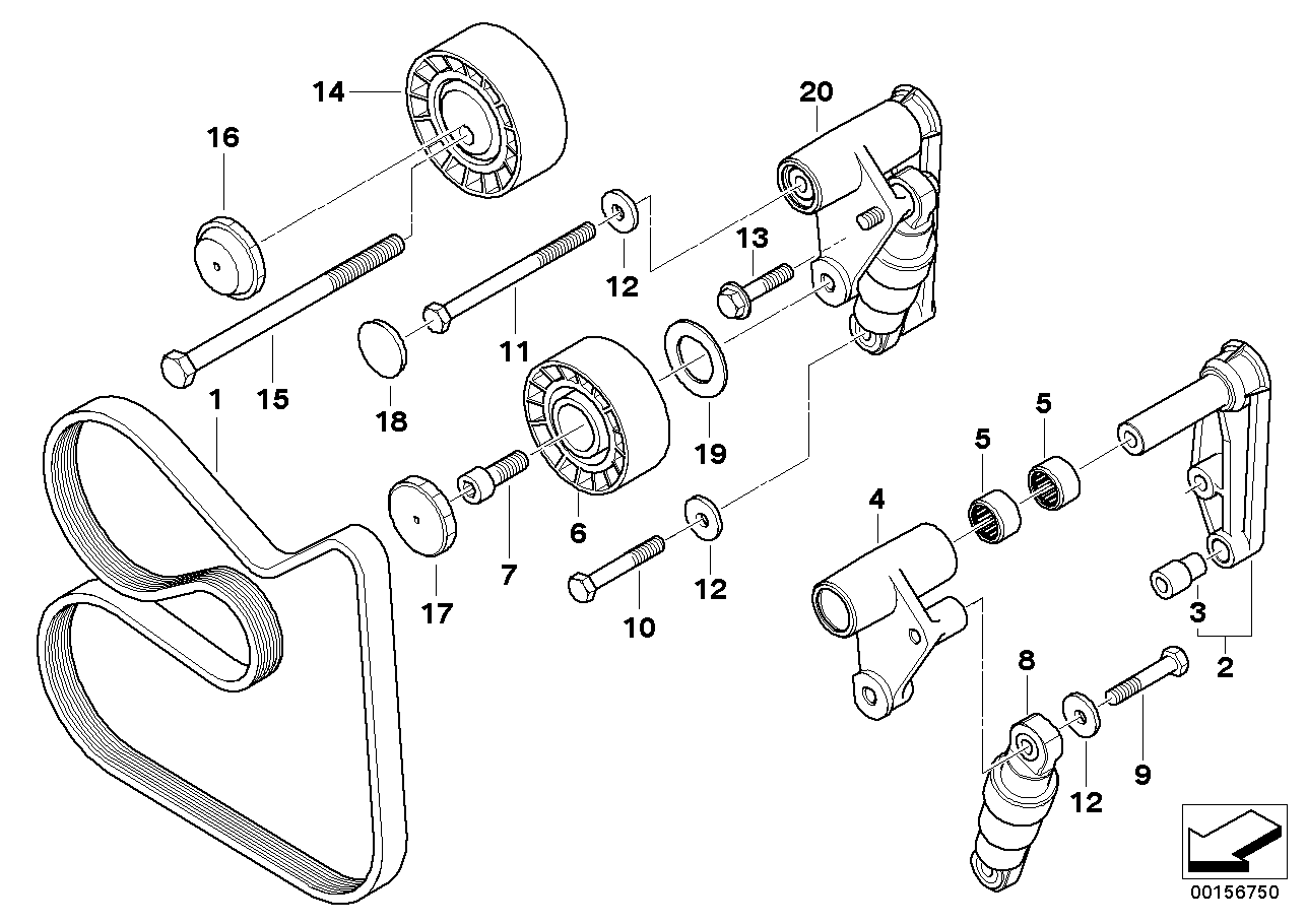 BMW (BRILLIANCE) 11 28 1 748 131 - Rola ghidare / conducere, curea transmisie parts5.com