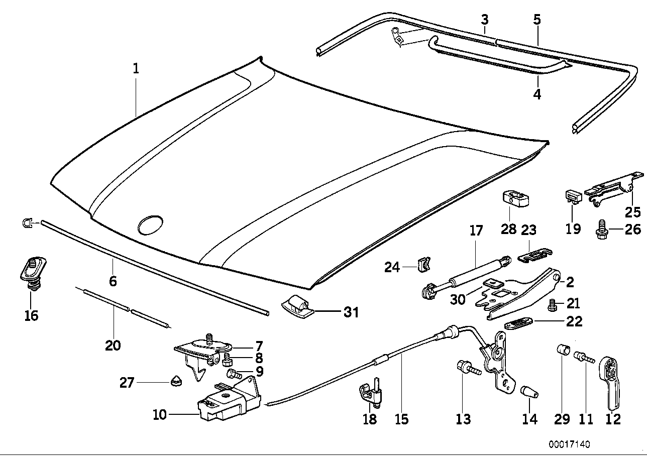 BMW 51231960852 - Gas Spring, bonnet parts5.com