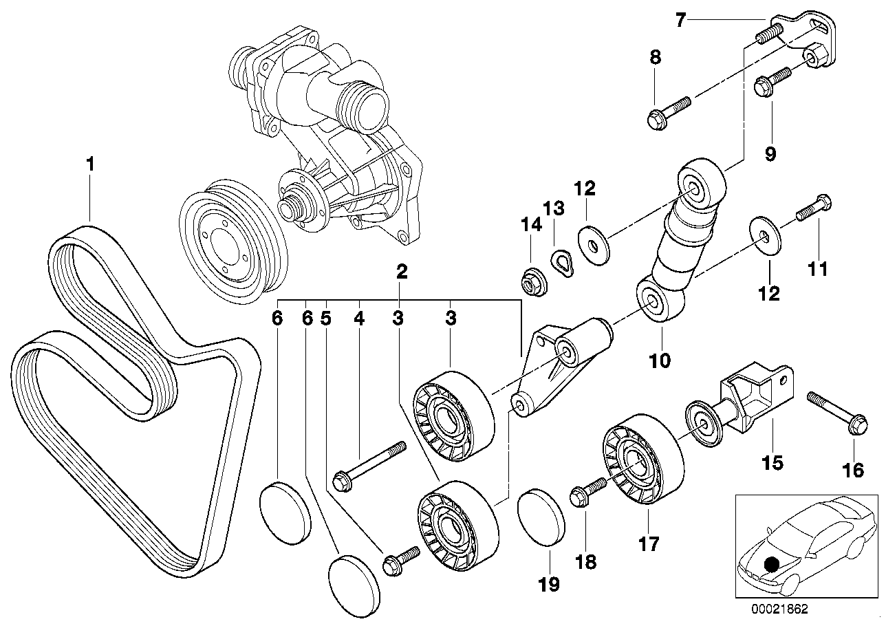 BMW 11287833264 - Curea transmisie cu caneluri parts5.com