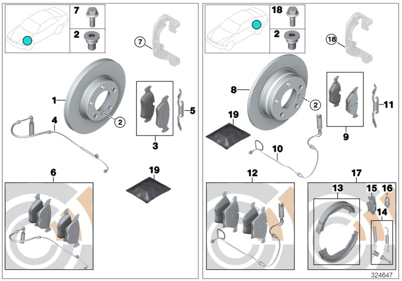 BMW 34212357231 - Juego de pastillas de freno parts5.com