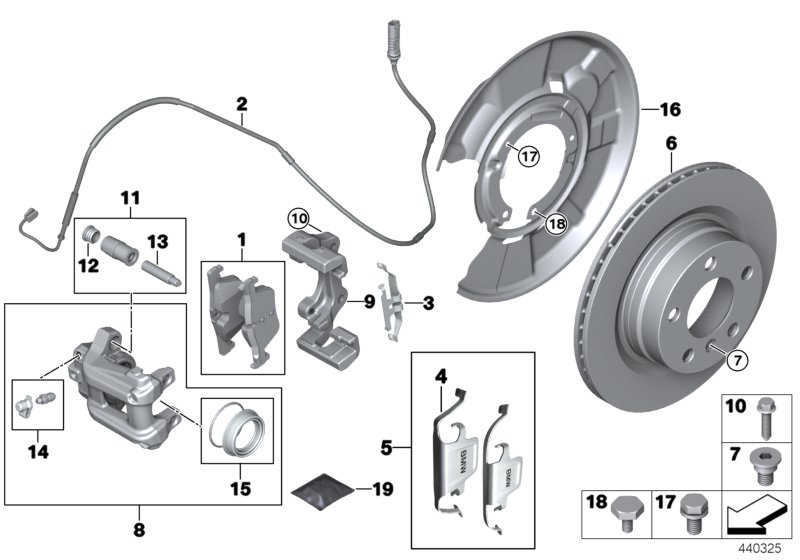 BMW 34412354195 - Kılavuz kovanı seti, fren kaliperi parts5.com