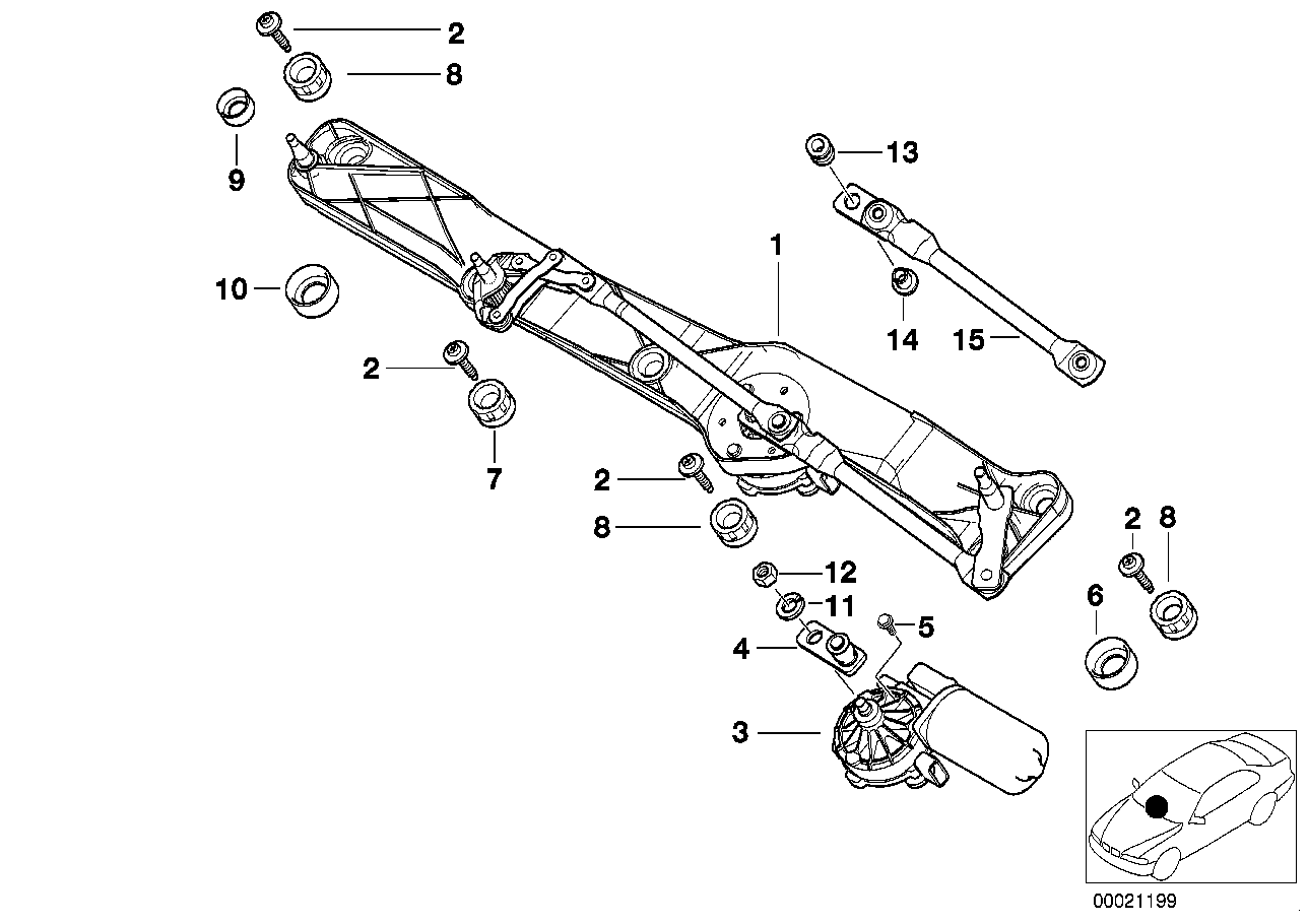 BMW 61 61 8 361 741 - Tija actionare, brat stergator parbriz parts5.com