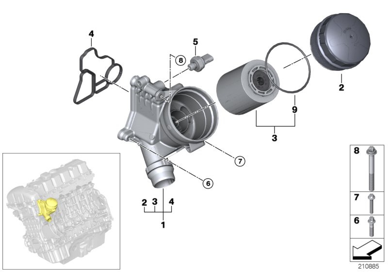 BMW 11 42 7 525 334 - Capac, carcasa filtru ulei parts5.com