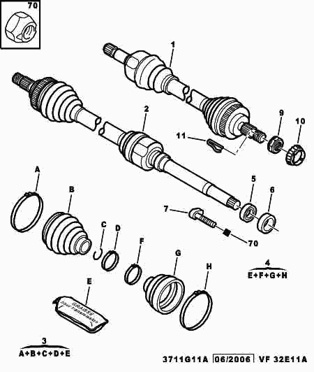 CITROËN 3287 92 - Manseta, pogonska gred parts5.com