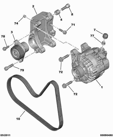 CITROËN 98 007 165 80 - Curea transmisie cu caneluri parts5.com