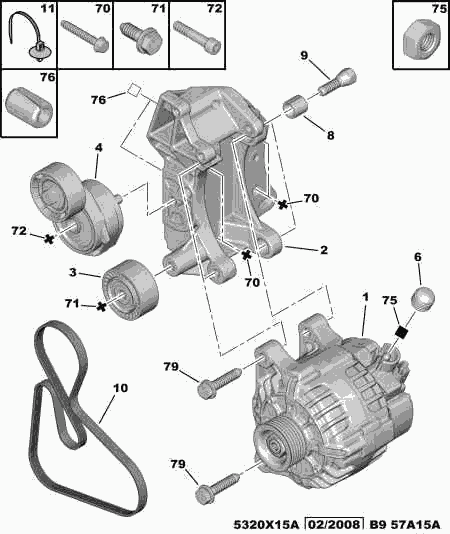 CITROËN 5750 RH - V-Ribbed Belt parts5.com