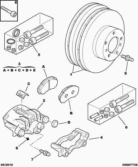 CITROËN 4254-43 - Komplet pločica, disk-kočnica parts5.com