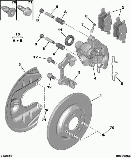 PEUGEOT (DF-PSA) 4448 93 - Vezetőpersely-készlet, féknyereg parts5.com