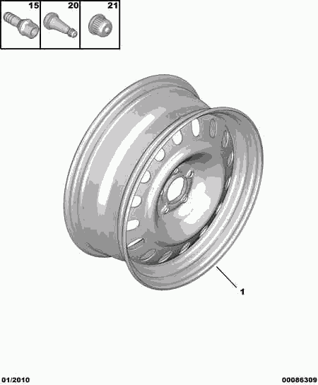 CITROËN 16 087 344 80 - Surub roata parts5.com