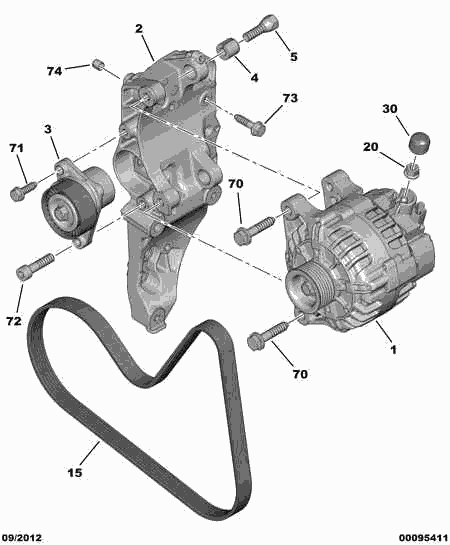 PEUGEOT 96 757 495 80 - Correa trapecial poli V parts5.com