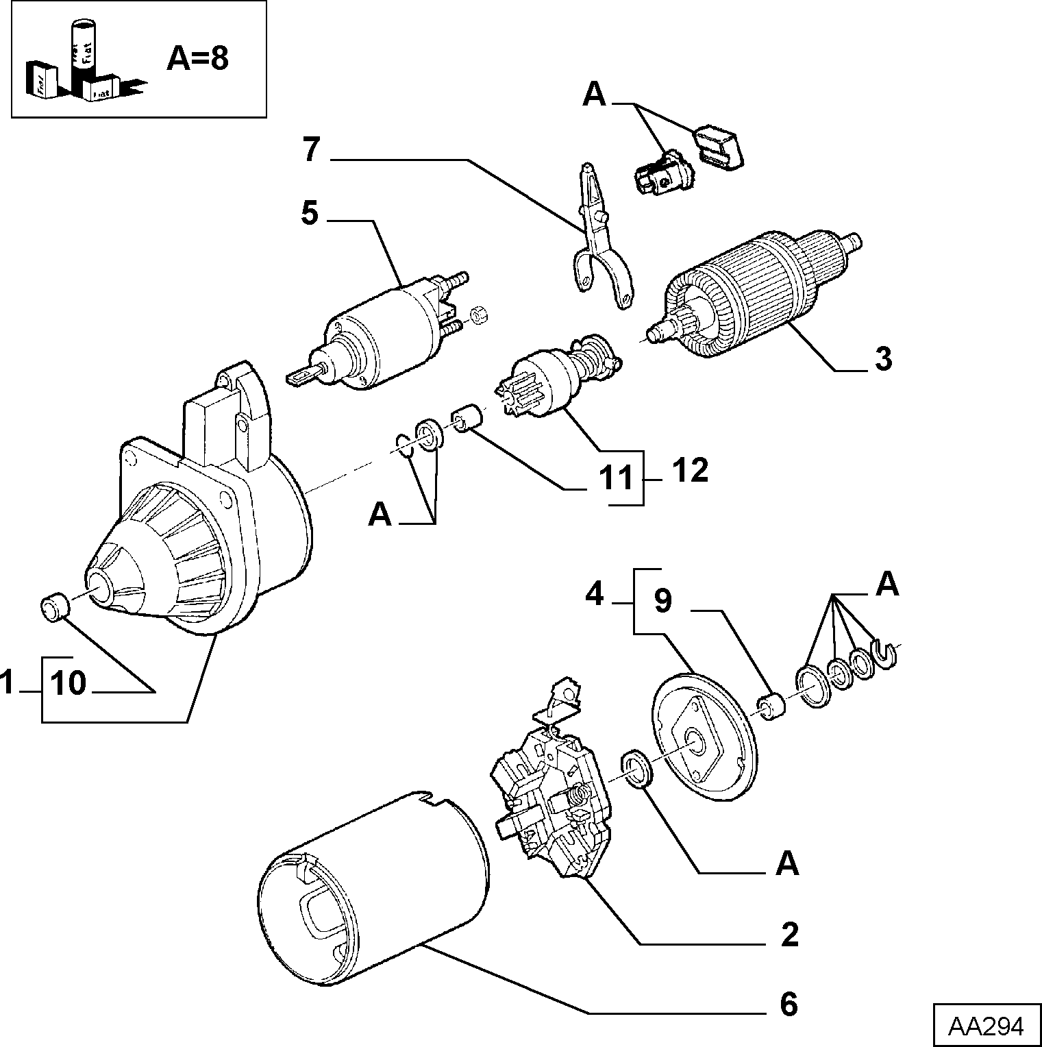 Lancia 60734324 - Pinion electromotor parts5.com