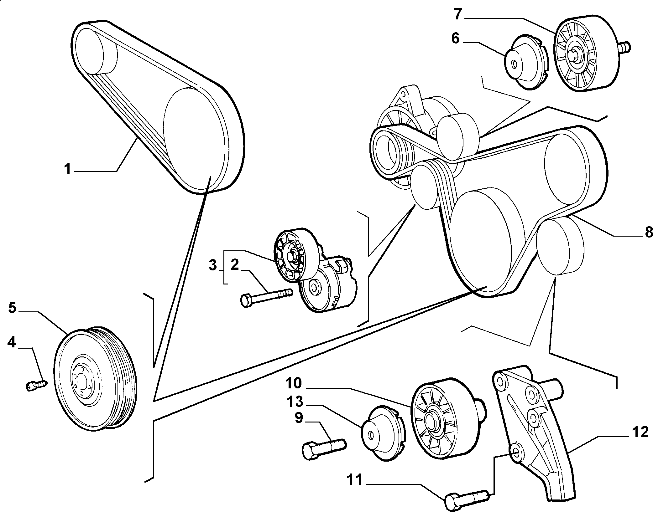 Lancia 46546374 - V-Ribbed Belt Set parts5.com