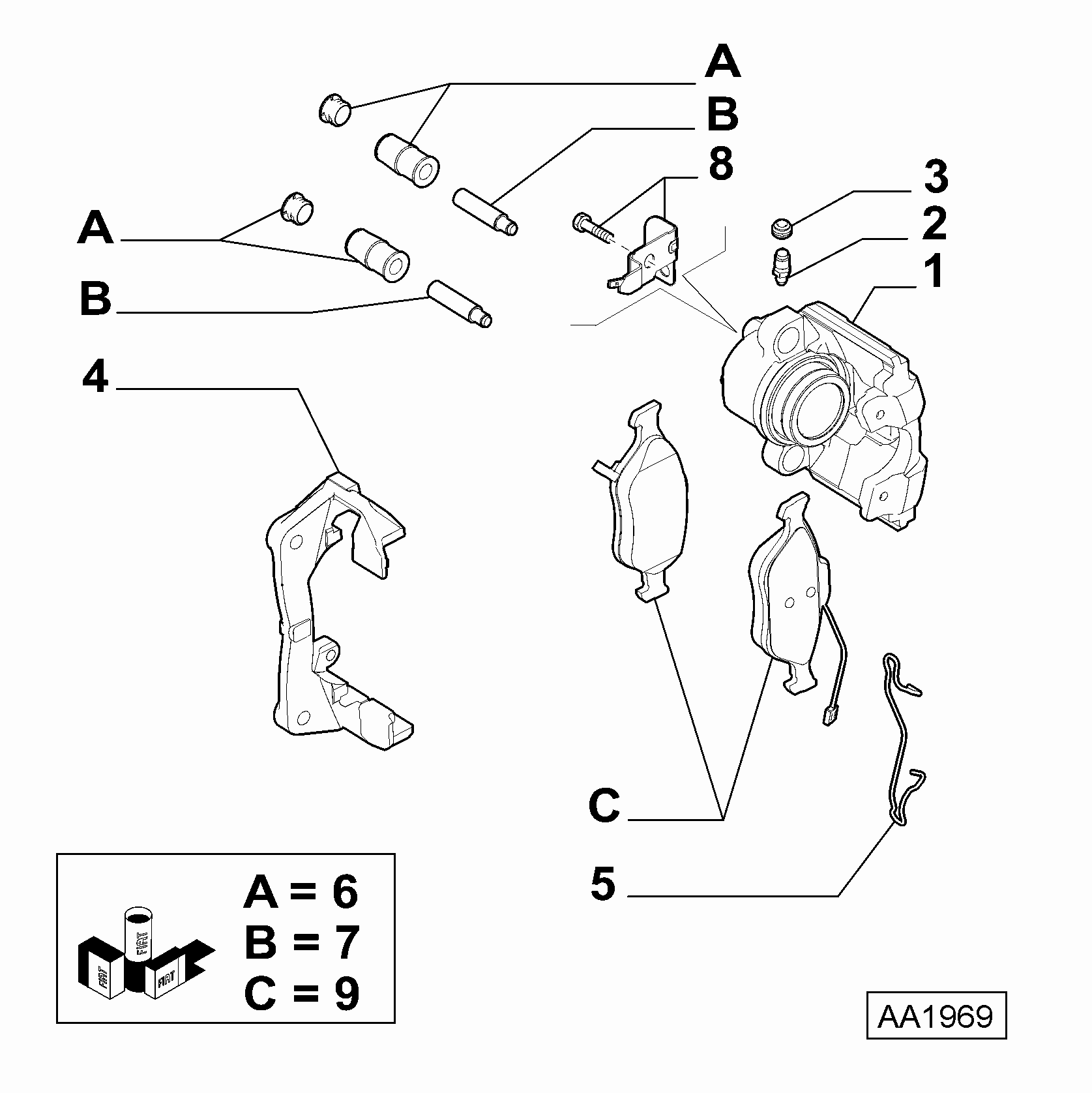 FIAT / LANCIA 77365758 - Komplet za popravilo, sedlo kolutne zavore parts5.com