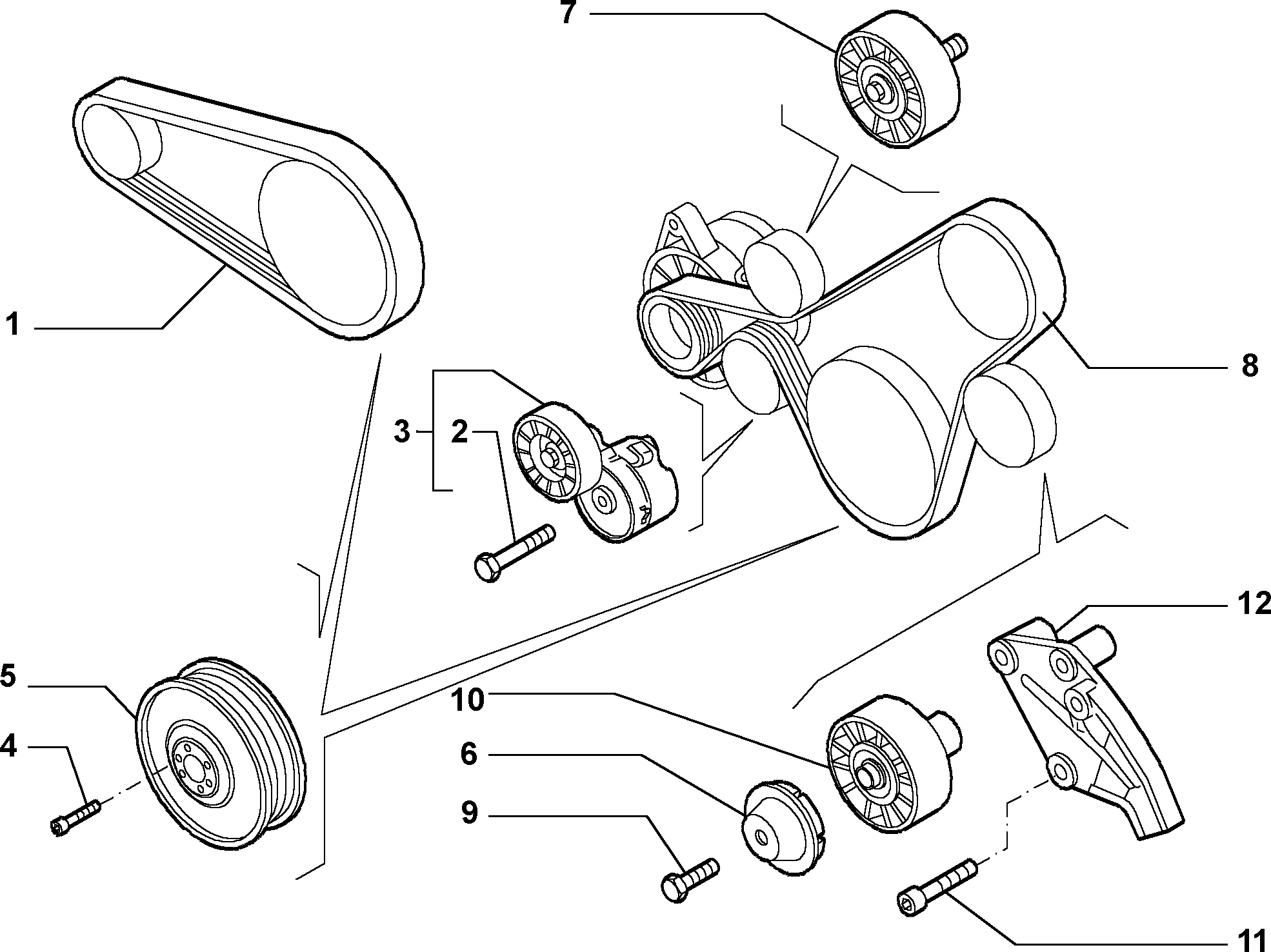 Alfa Romeo 55180011 - Juego de correas trapeciales poli V parts5.com