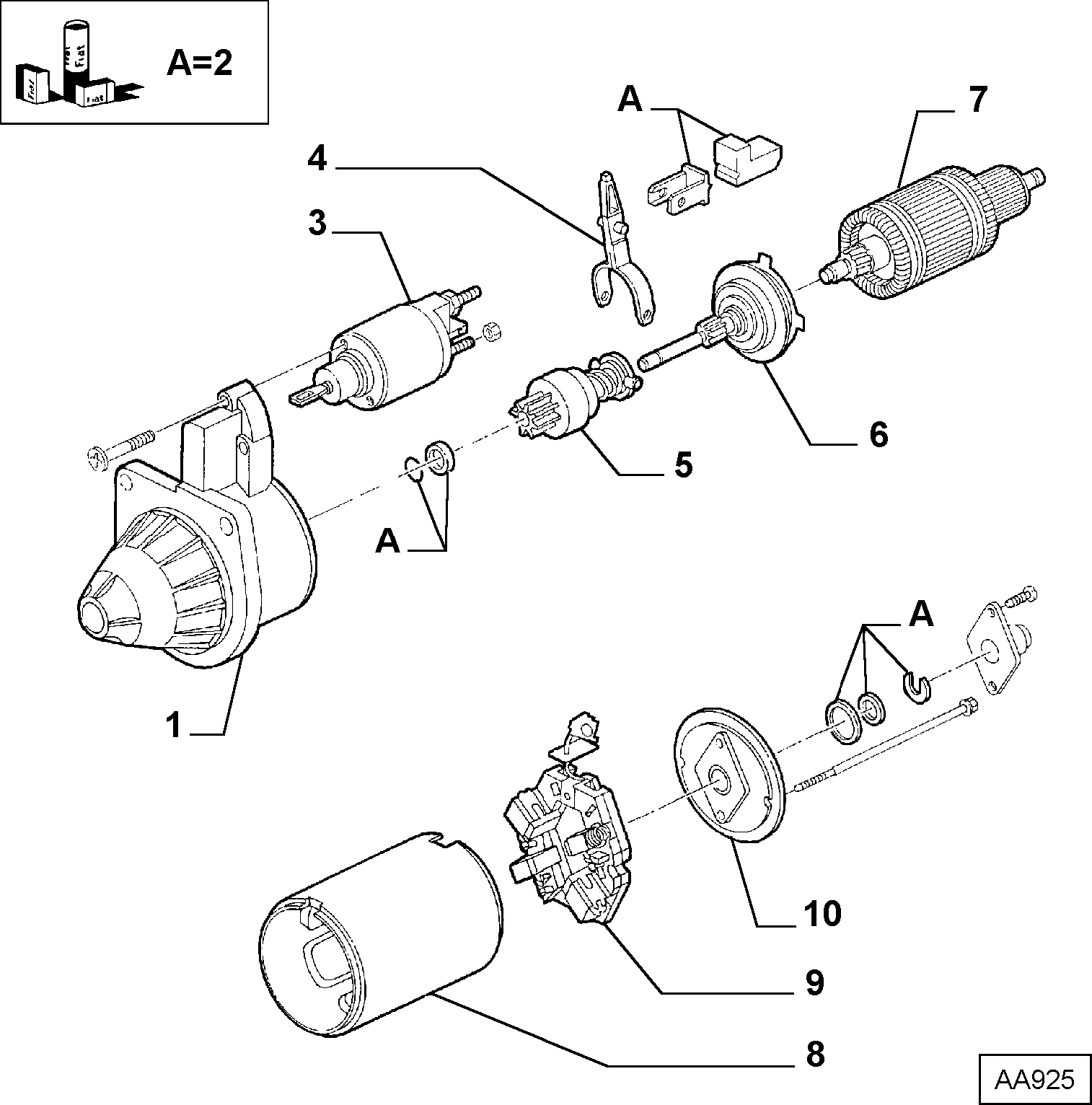 FIAT 9945960 - Conjunto de horquilla, motor de arranque parts5.com