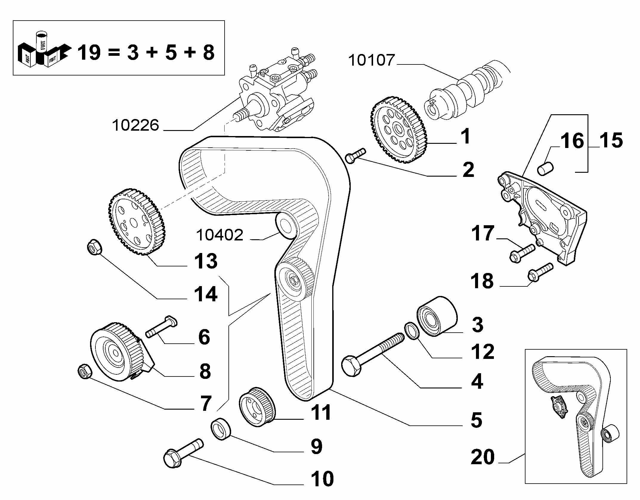 FIAT 71754559 - Комплект ангренажен ремък parts5.com