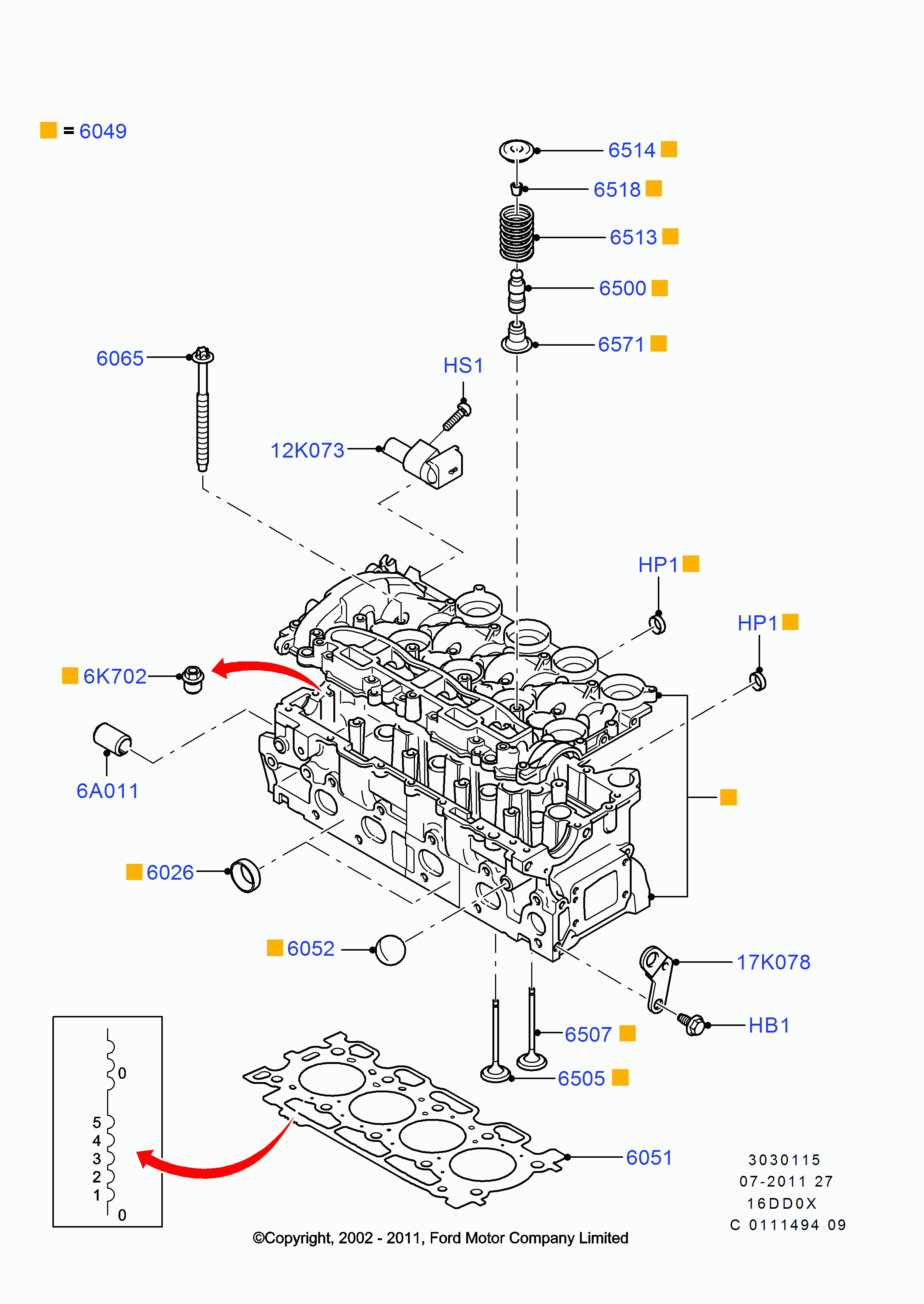 FORD 1 313 817 - Komplet vijakov glave valja parts5.com