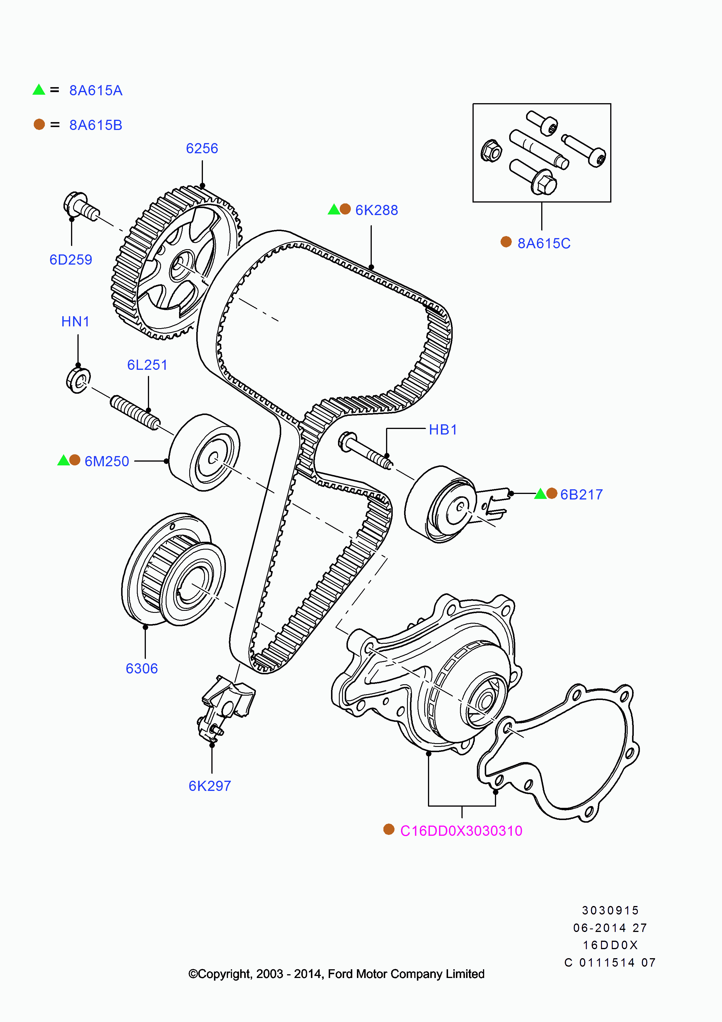 FORD 1 373 250 - Pasek rozrządu parts5.com