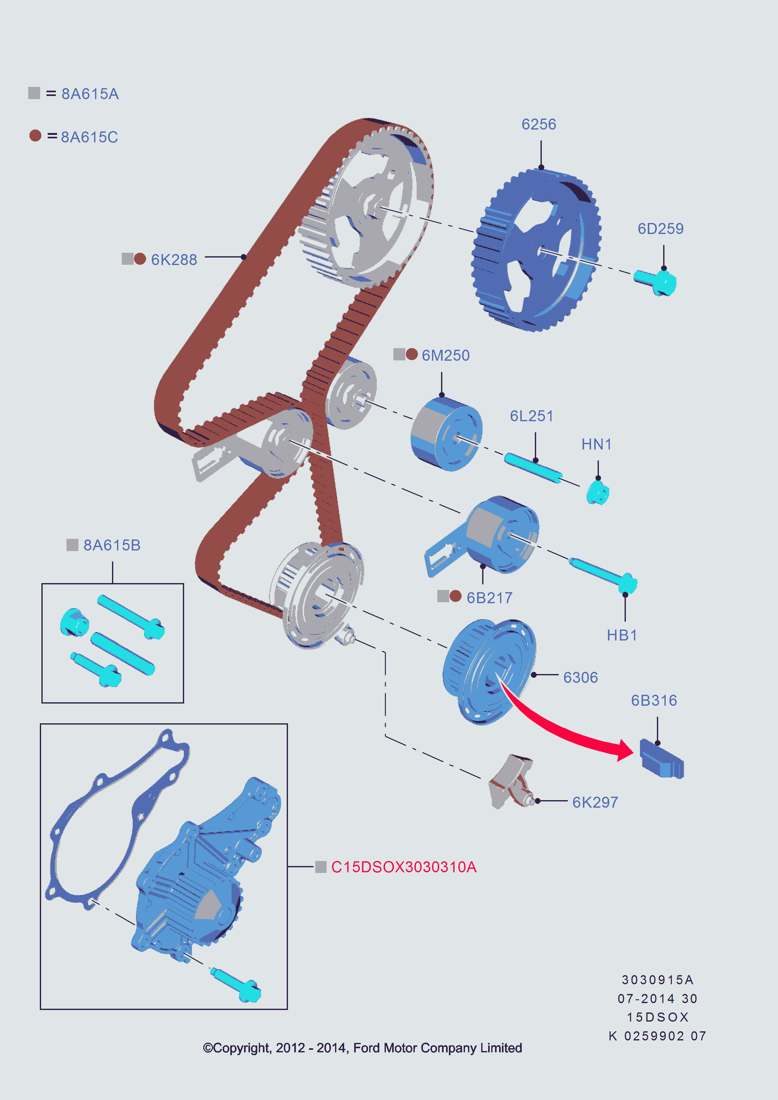 FORD 1725441 - Saptırma / Kılavuz makarası, triger kayışı parts5.com