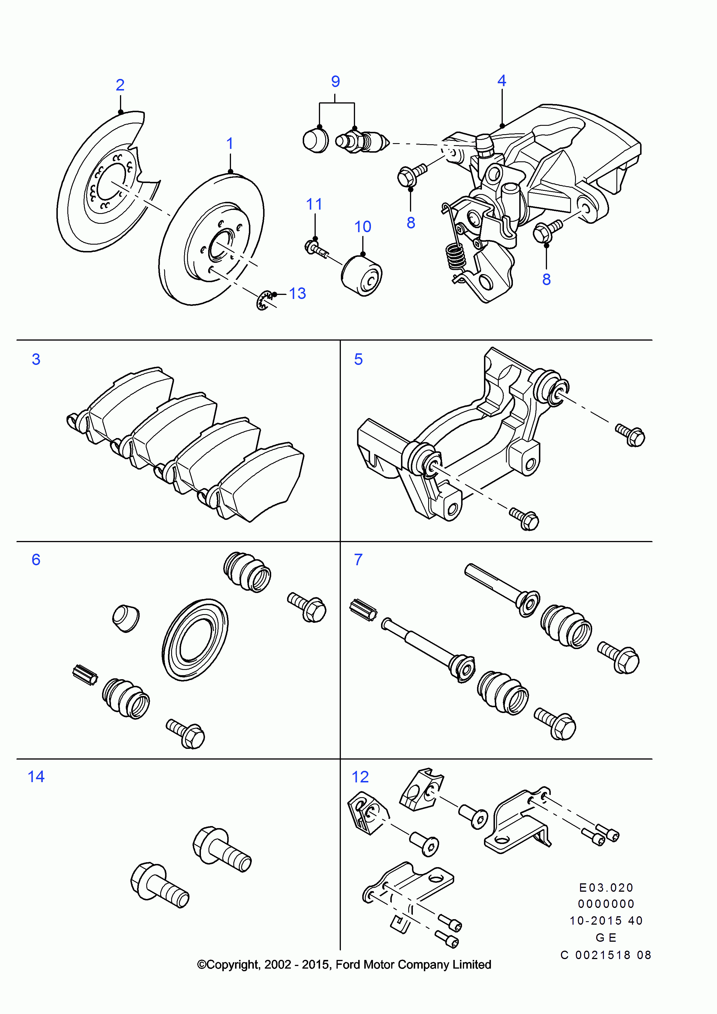 FORD 4861623 - Komplet vodećih čahura, kočno sedlo parts5.com