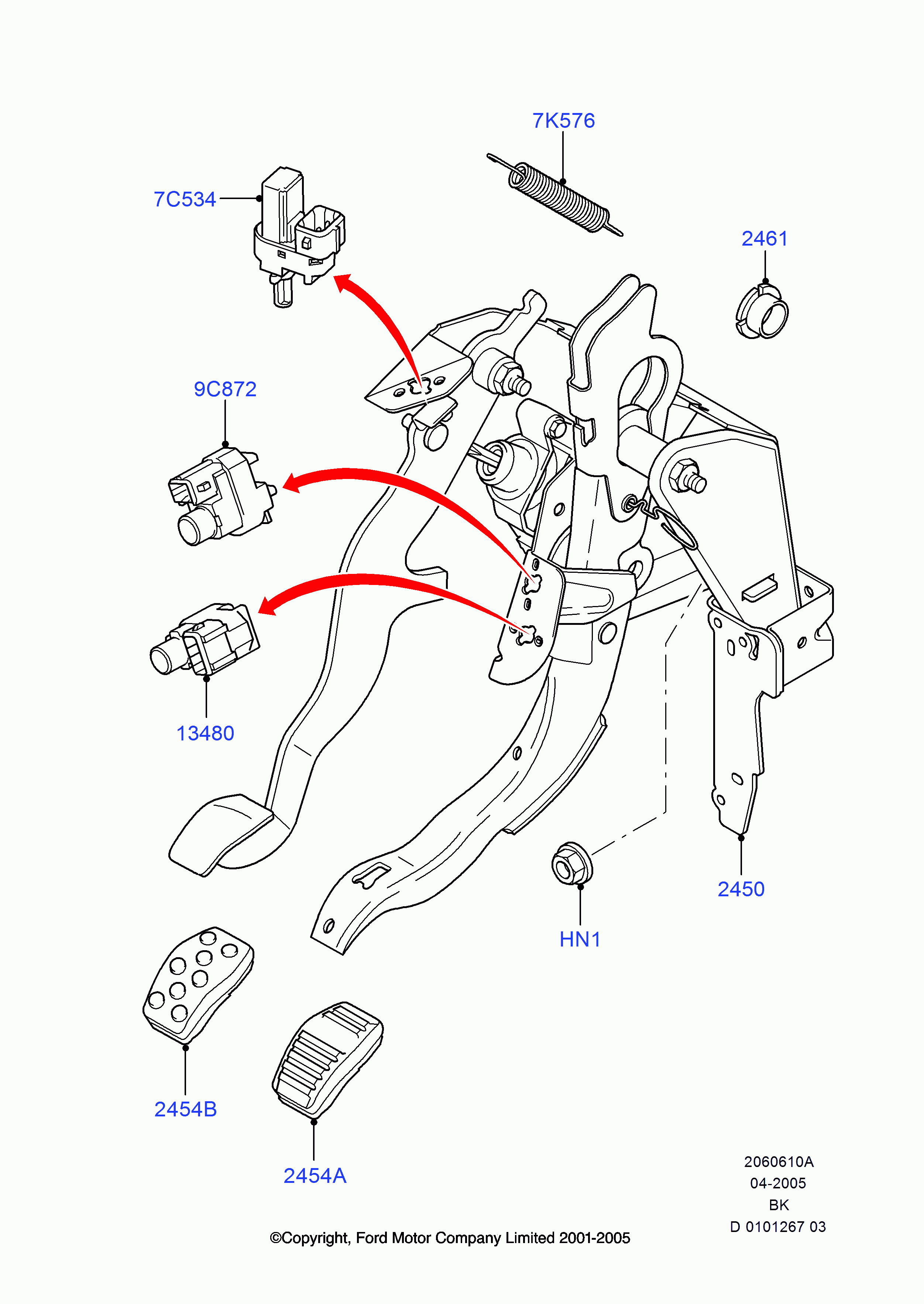 FORD 4 832 219 - Ключ за спирачните светлини parts5.com