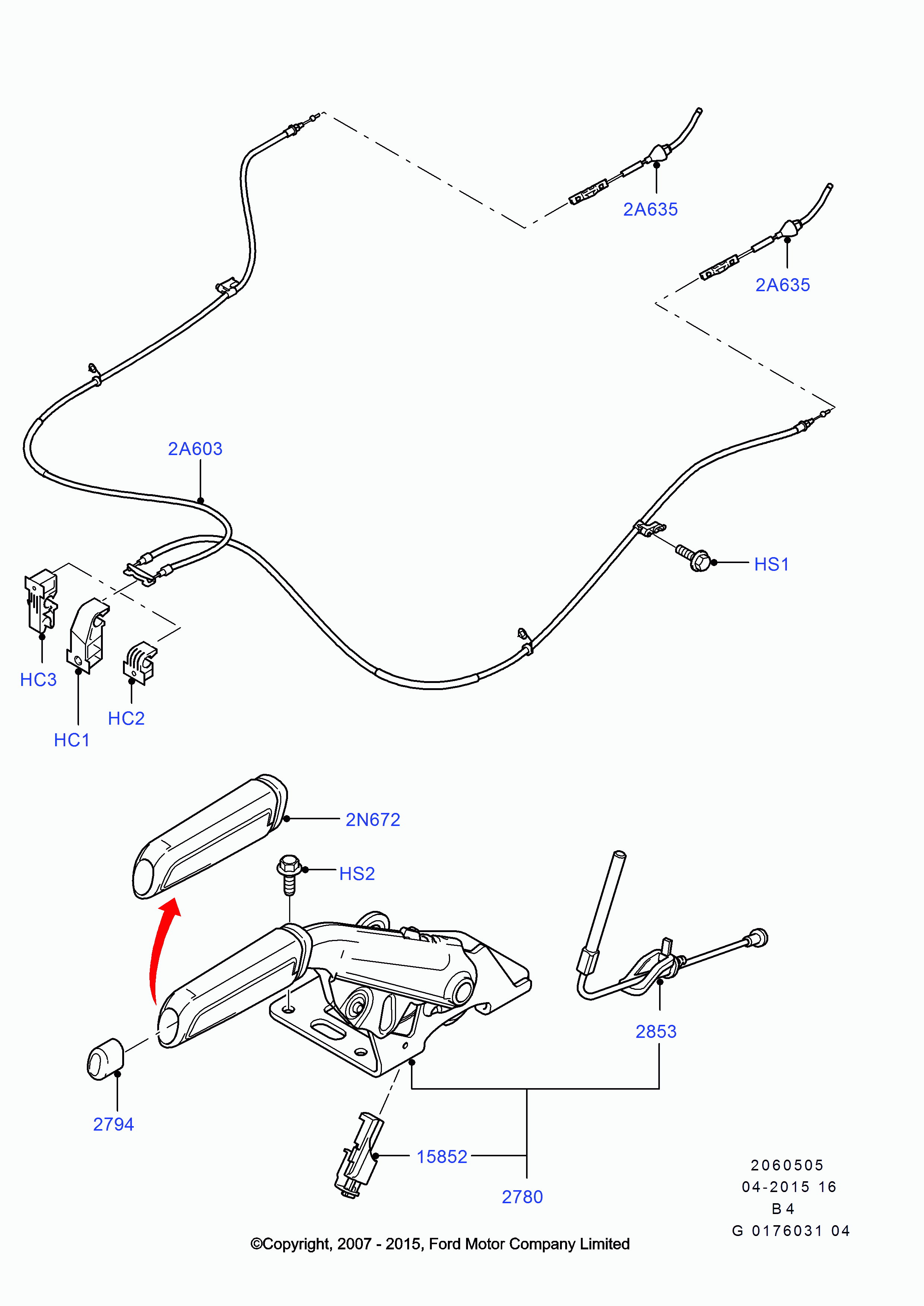 FORD 1707757 - Cable, parking brake parts5.com