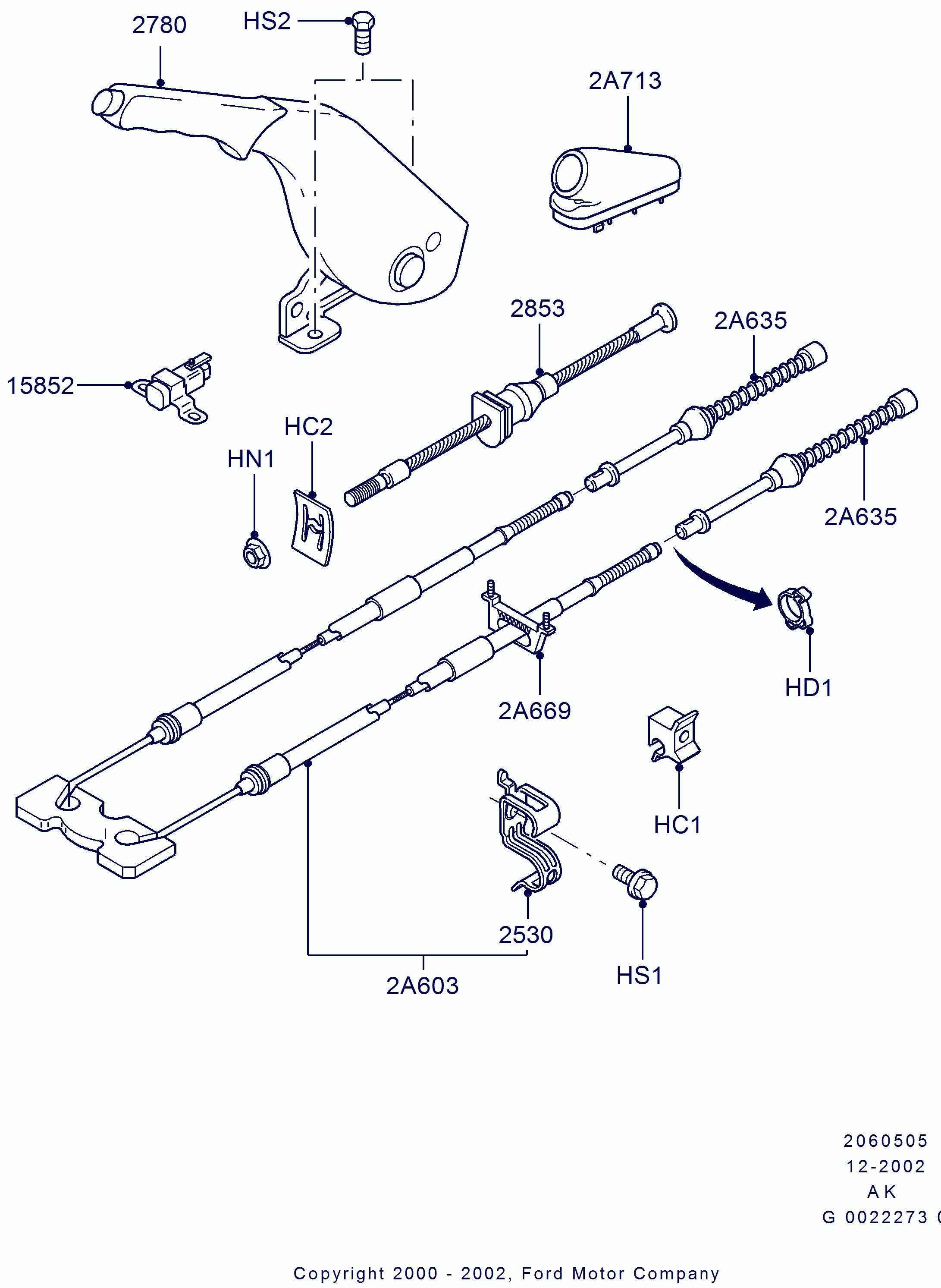 FORD 1097285 - Cable, parking brake parts5.com