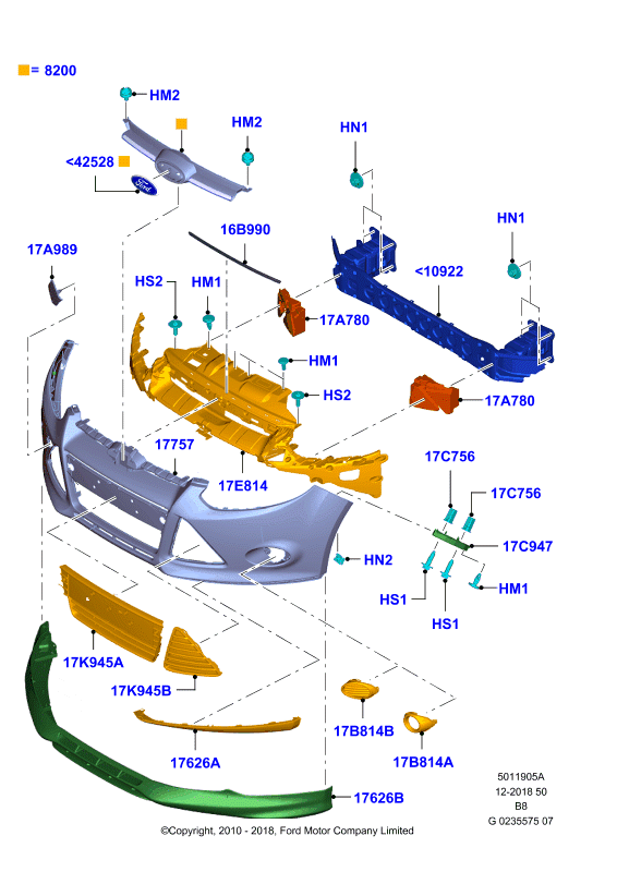 FORD 1718736 - Rejilla de ventilación, parachoques parts5.com