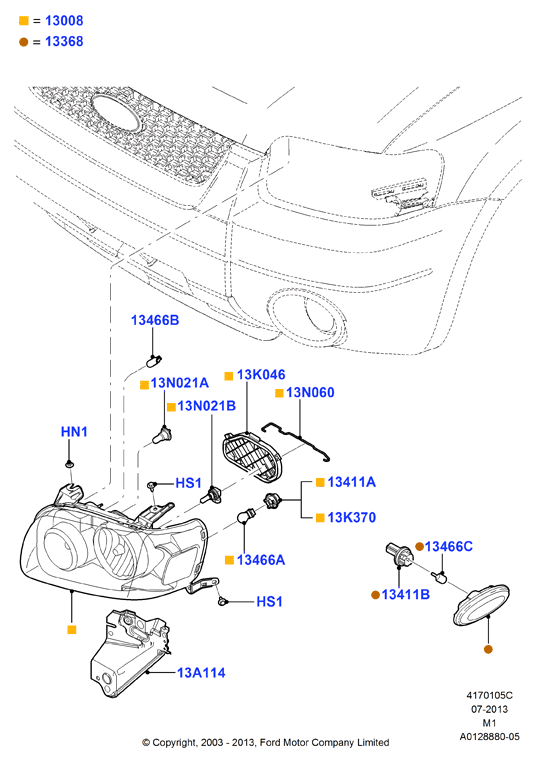 FORD 1 013 711 - Bec incandescent, bec lumina zi parts5.com